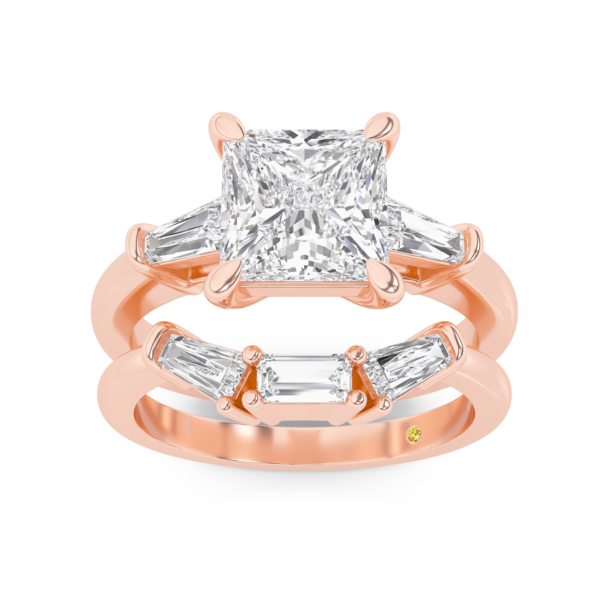 Ignite Lab Grown Princess Cut Diamond Engagement Ring with the Mavis Wedding Band