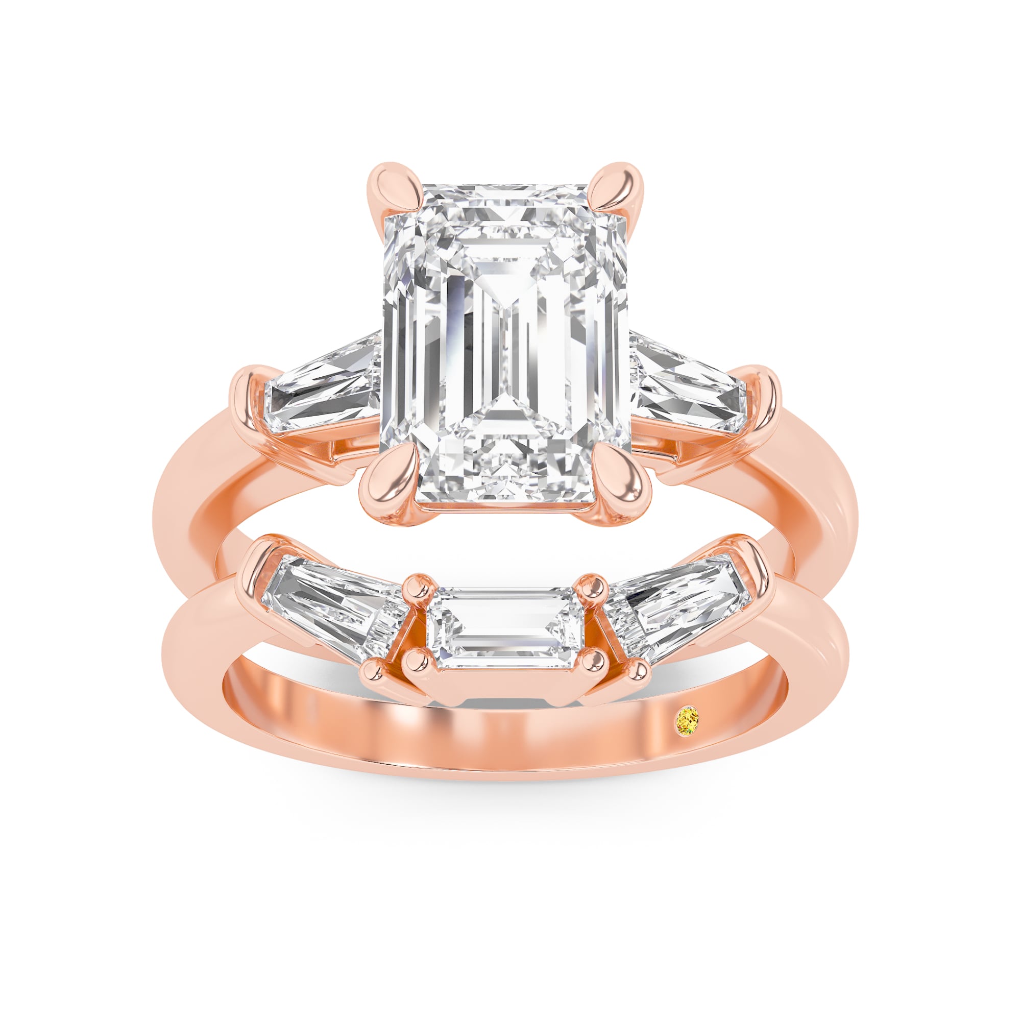 Ignite Lab Grown Emerald Cut Diamond Engagement Ring with the Mavis Wedding Band