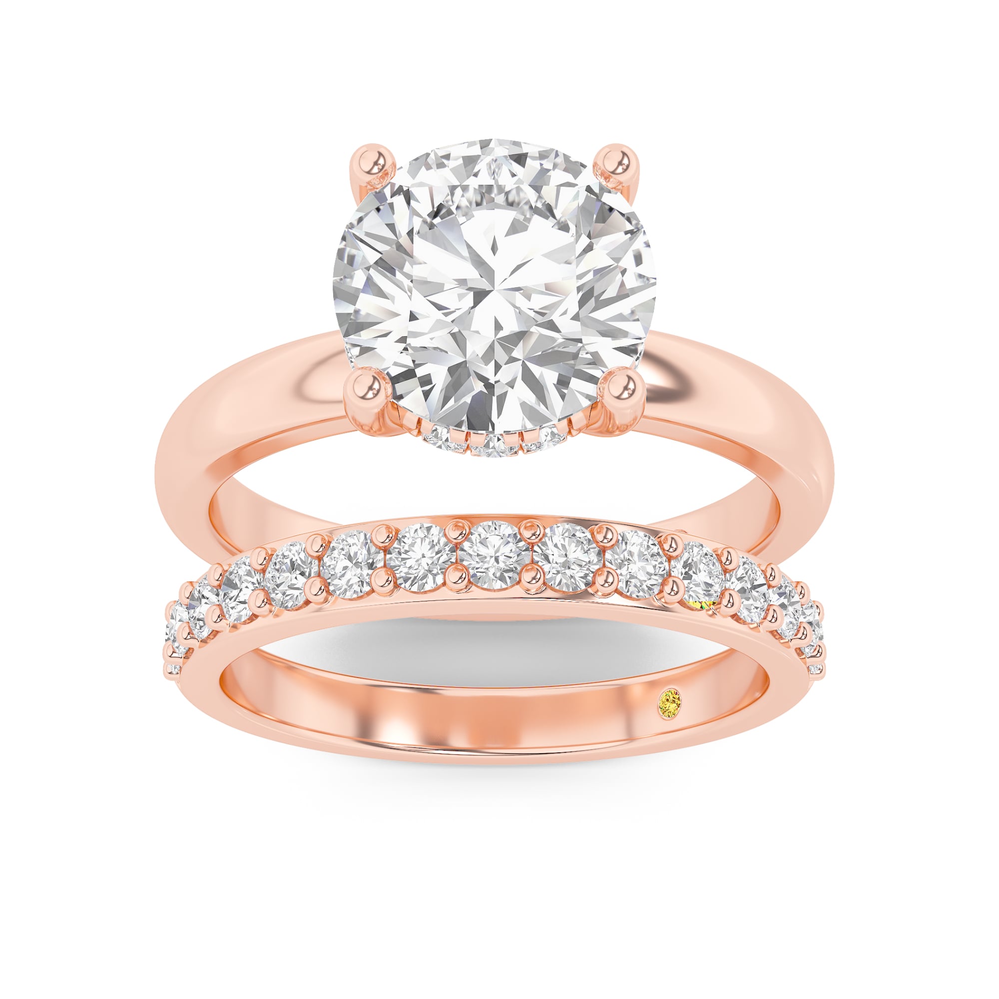 Firefly Lab Grown Round Diamond Engagement Ring with the Liv Wedding Band