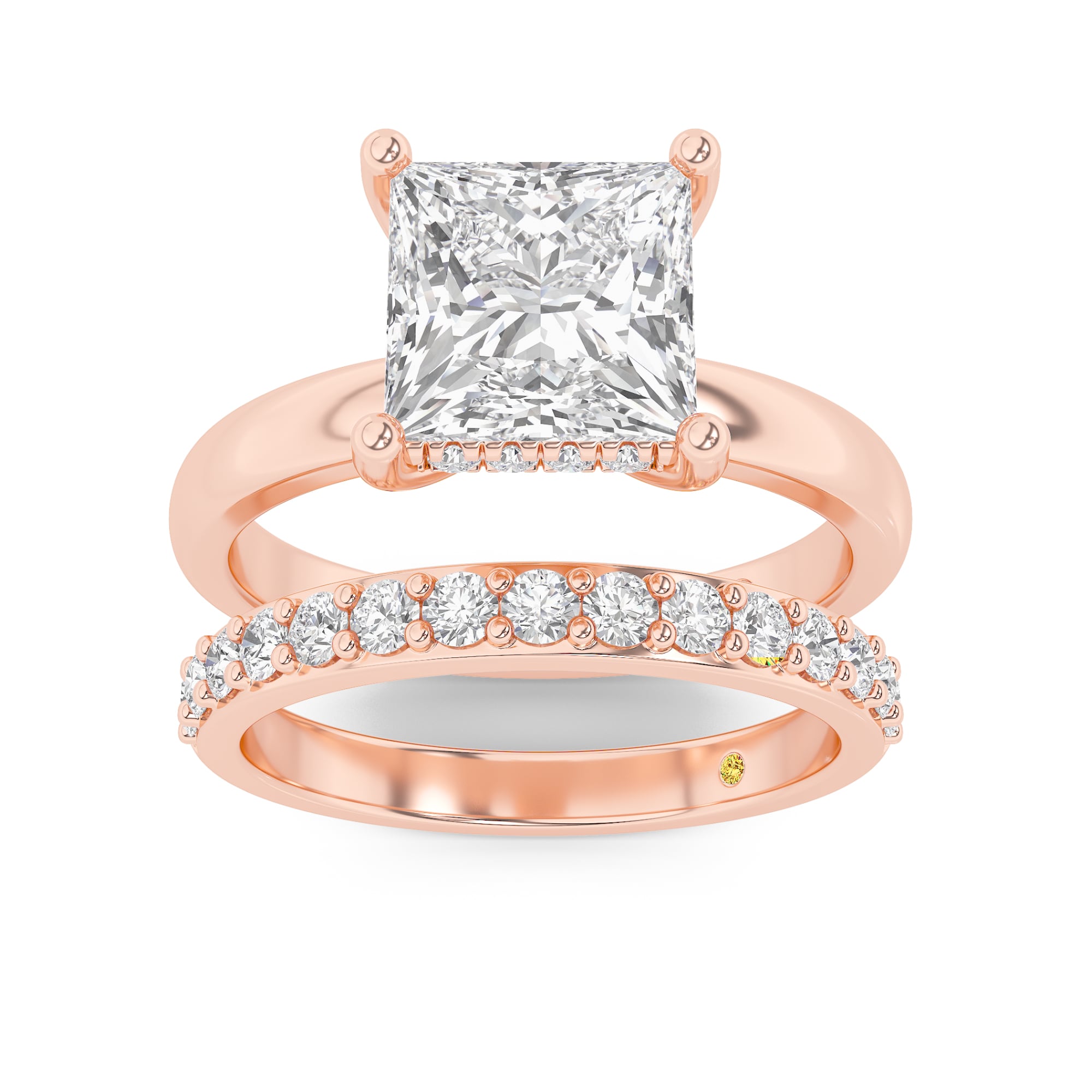Firefly Lab Grown Princess Cut Diamond Engagement Ring with the Liv Wedding Band