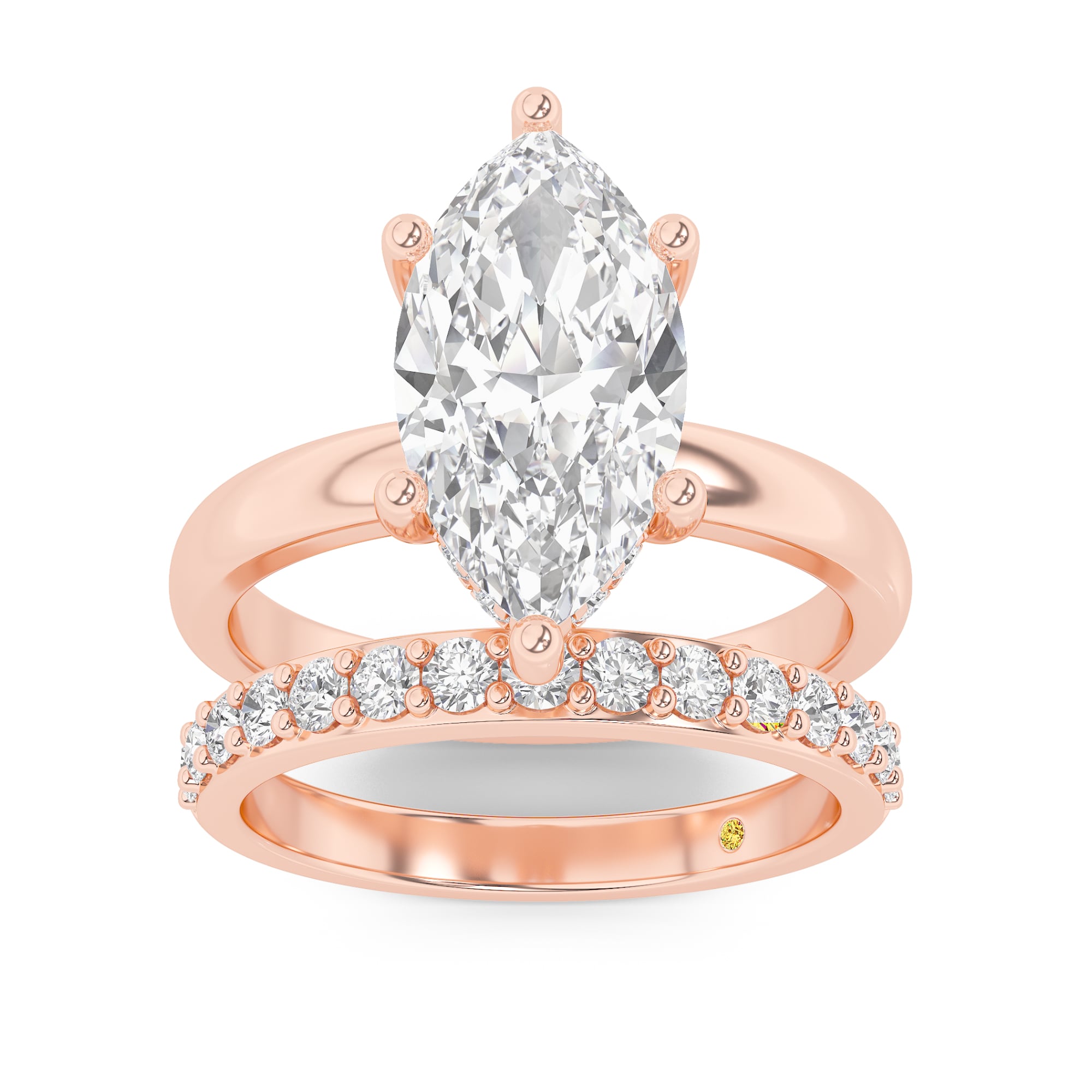 Firefly Lab Grown Marquise Diamond Engagement Ring with the Liv Wedding Band