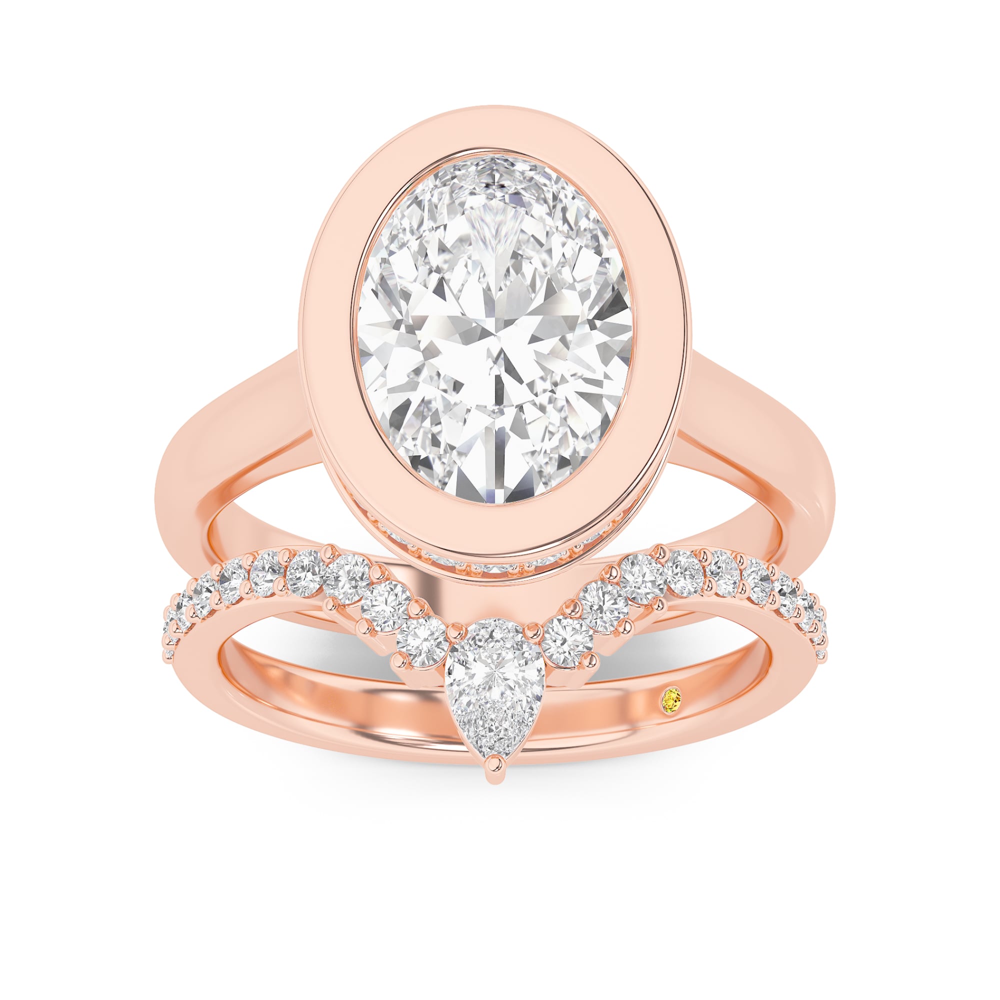 Secret Kiss Lab Grown Oval Shaped Diamond Engagement Ring with the AnnaMaria Wedding Band