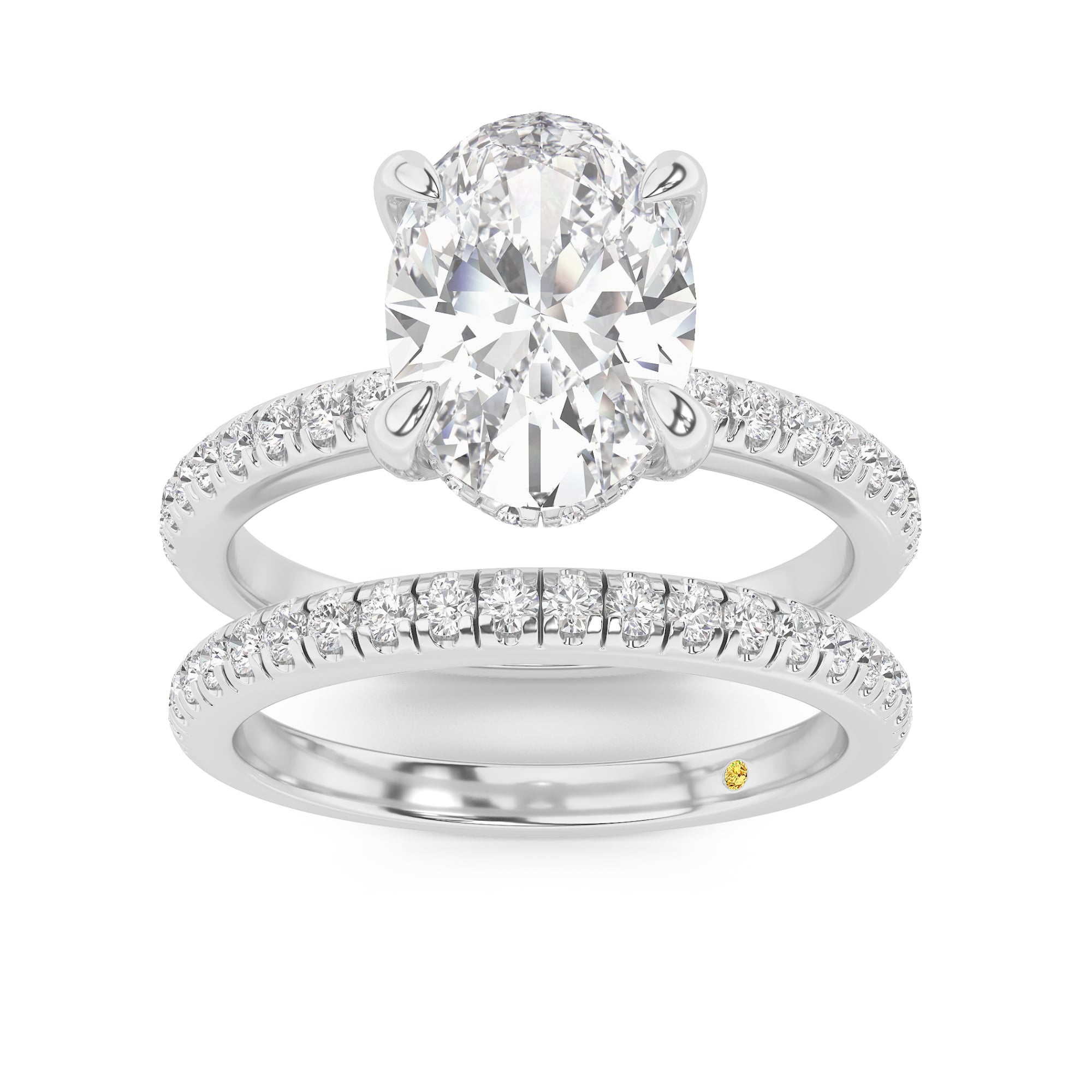 Aurelia Lab Grown Oval Shaped Diamond Engagement Ring with the BonBon Half Coverage Wedding Band