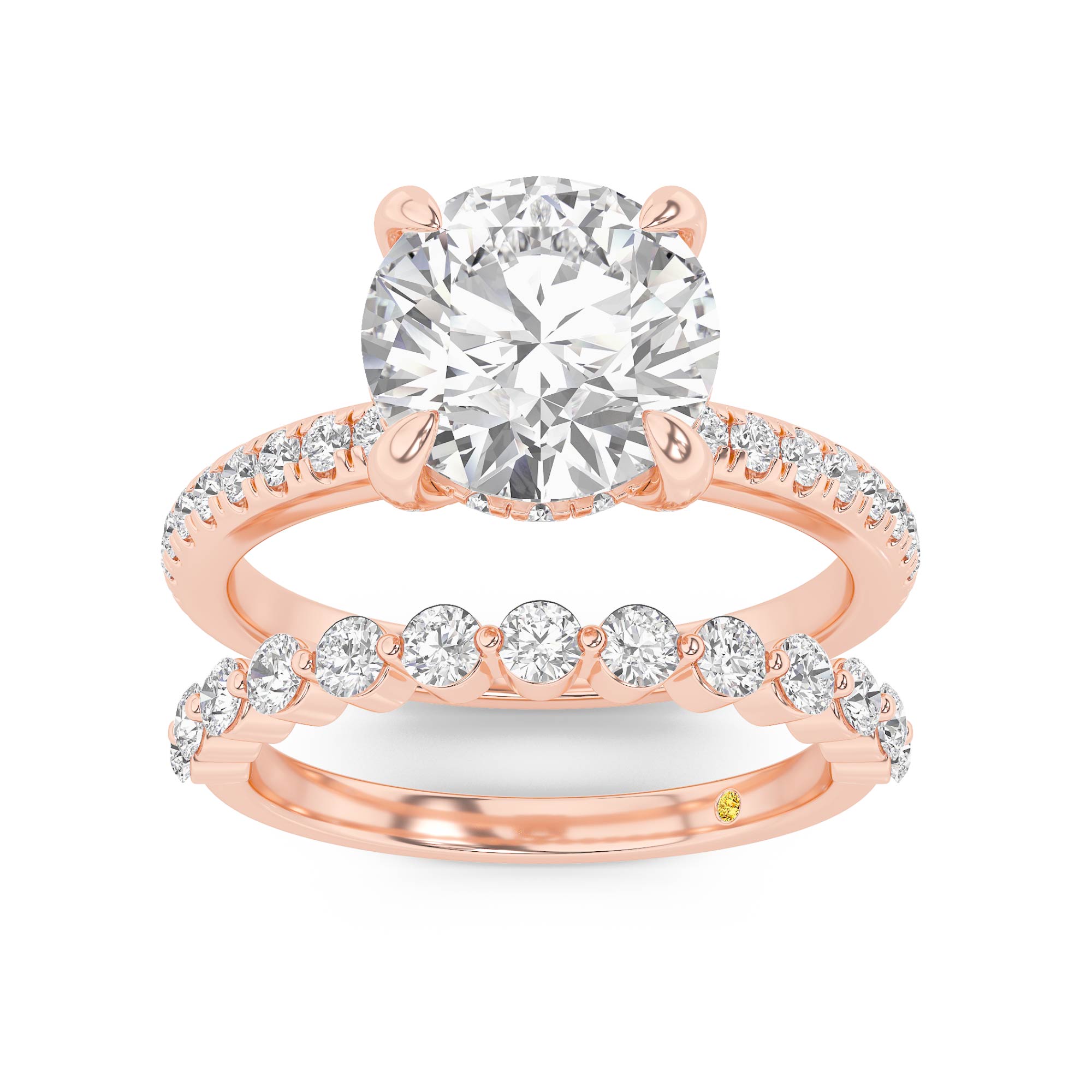 Aurelia Lab Grown Round Diamond Engagement Ring with the Anastasia Wedding Band
