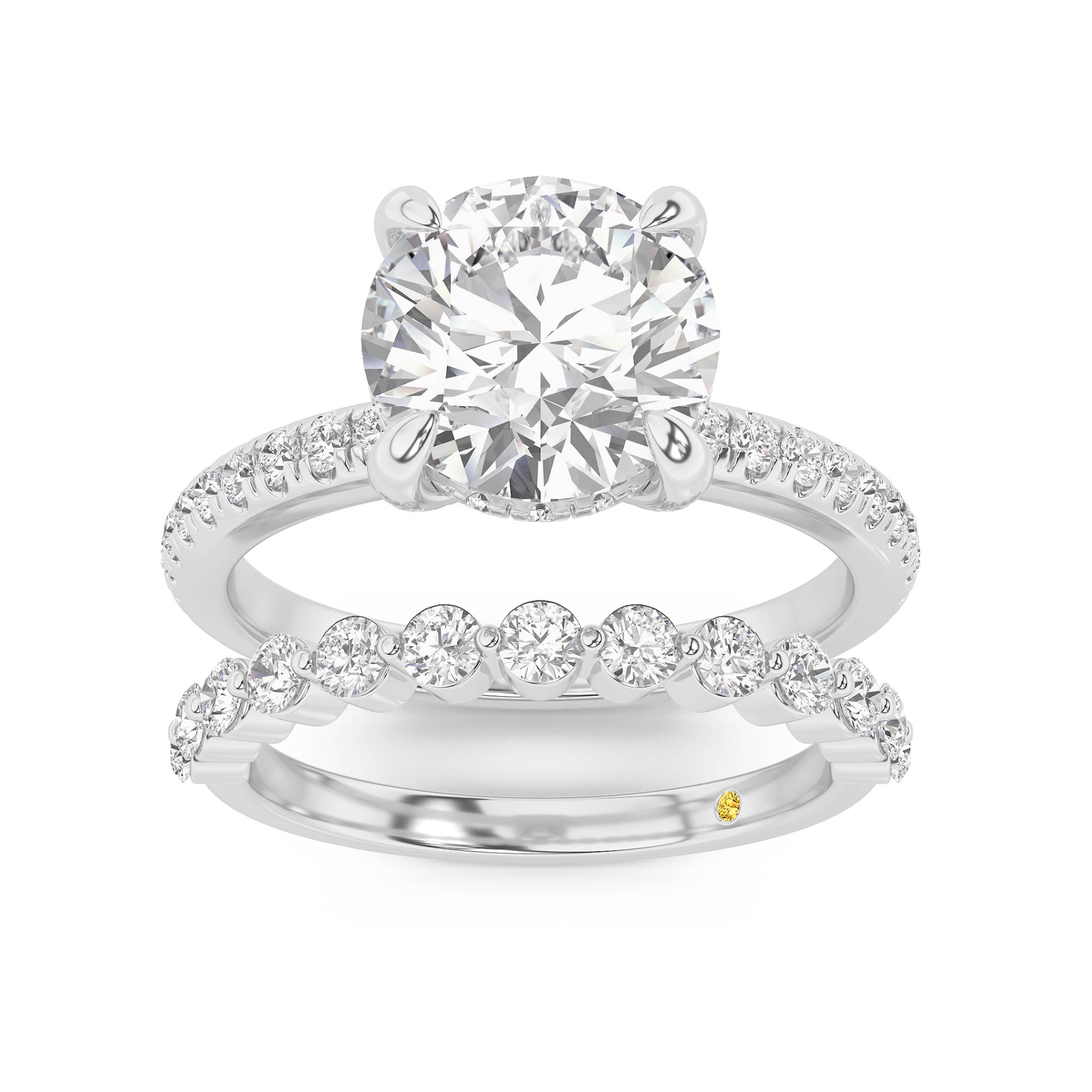 Aurelia Lab Grown Round Diamond Engagement Ring with the Anastasia Wedding Band