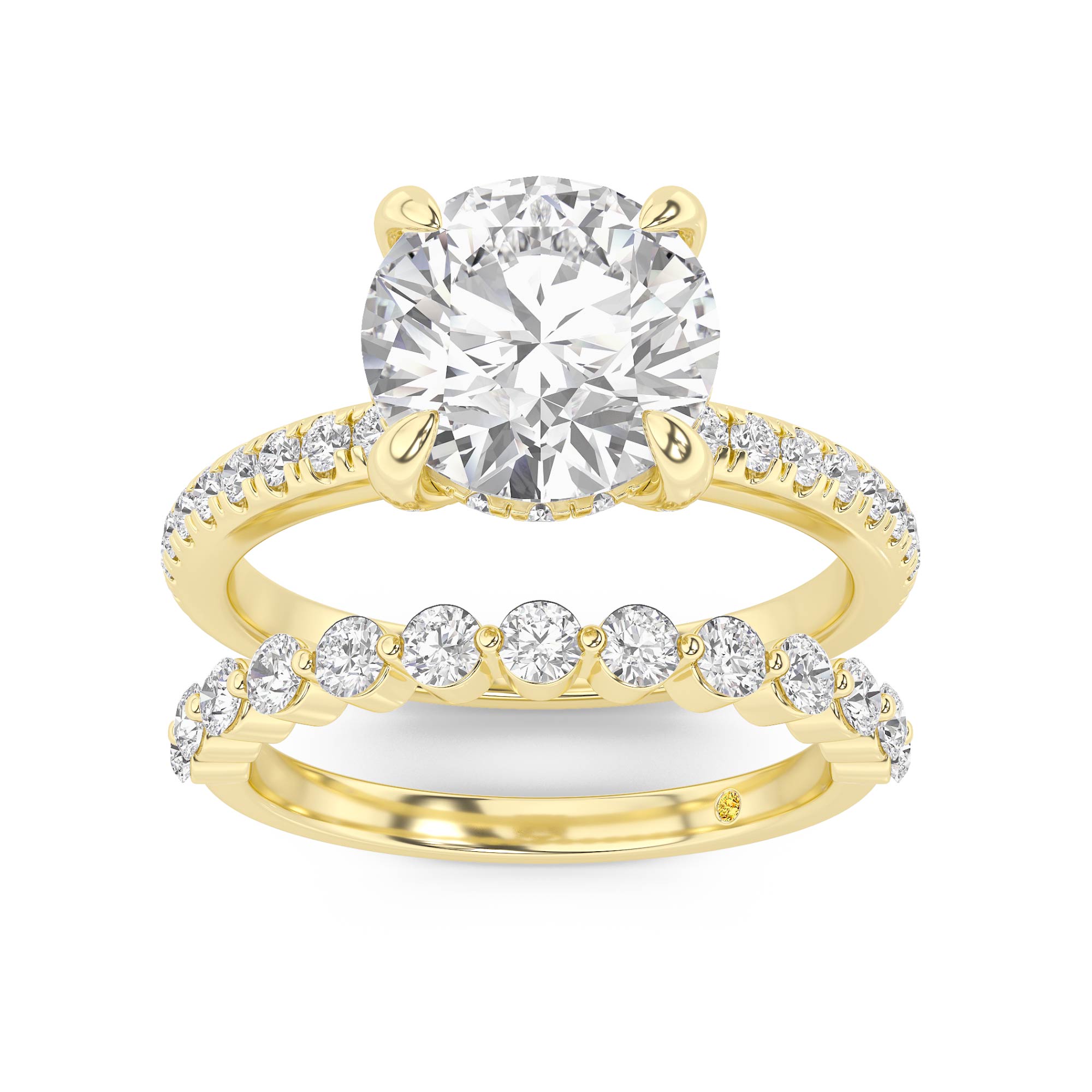 Aurelia Lab Grown Round Diamond Engagement Ring with the Anastasia Wedding Band