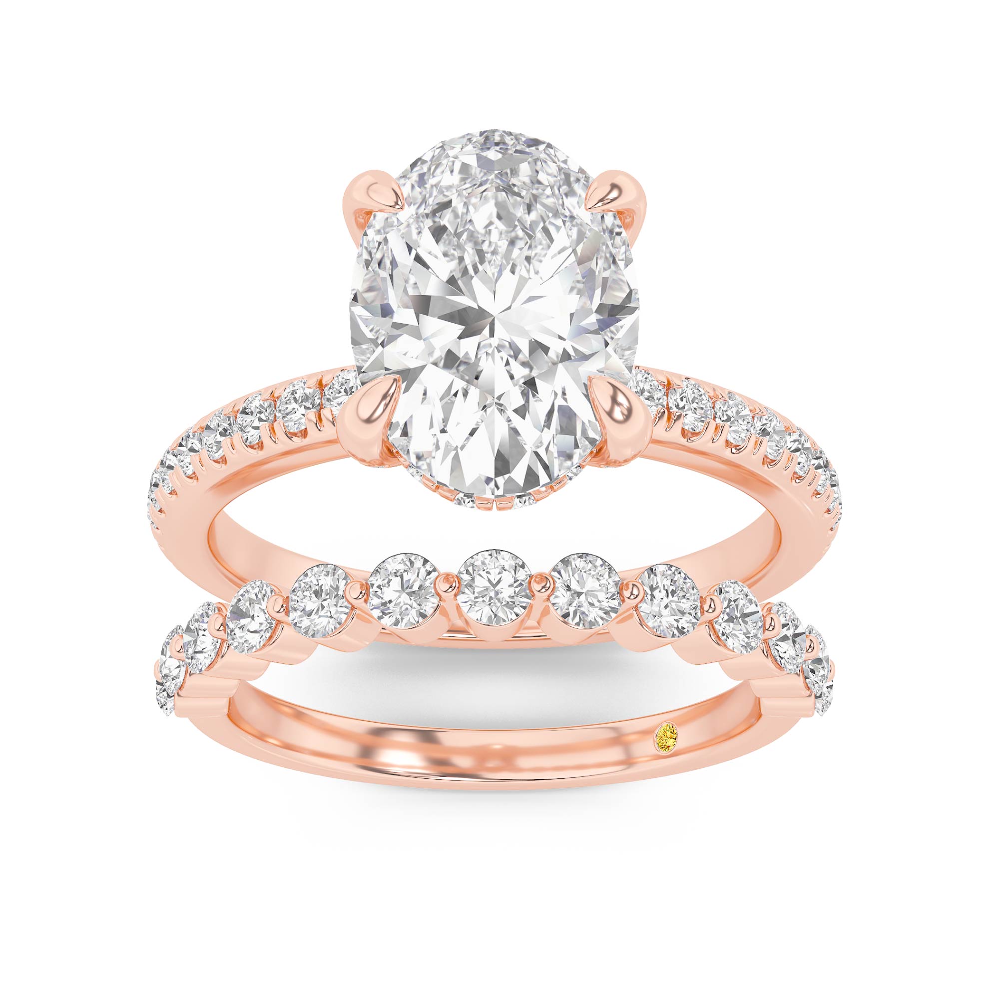 Aurelia Lab Grown Oval Shaped Diamond Engagement Ring with the Anastasia Wedding Band