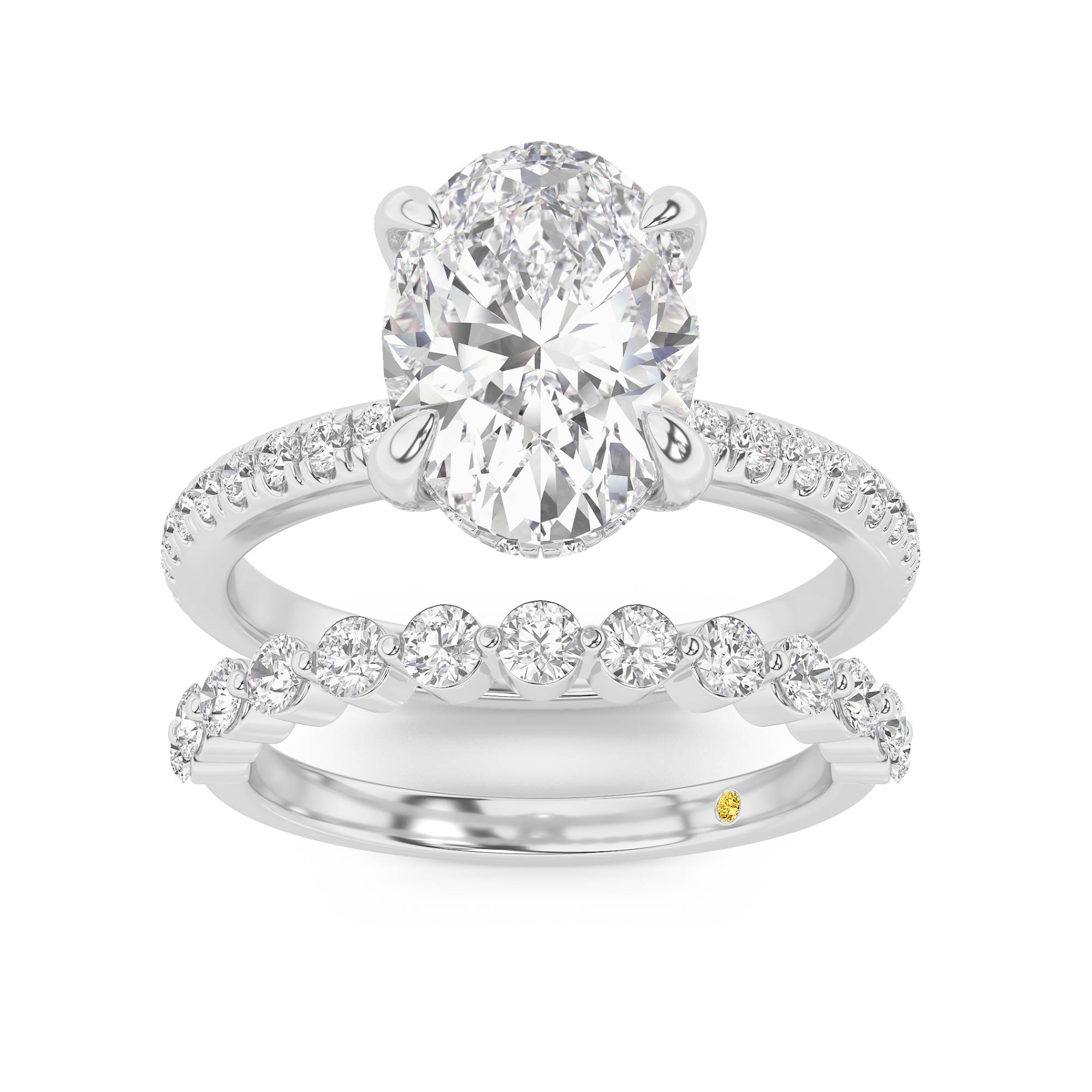 Aurelia Lab Grown Oval Shaped Diamond Engagement Ring with the Anastasia Wedding Band