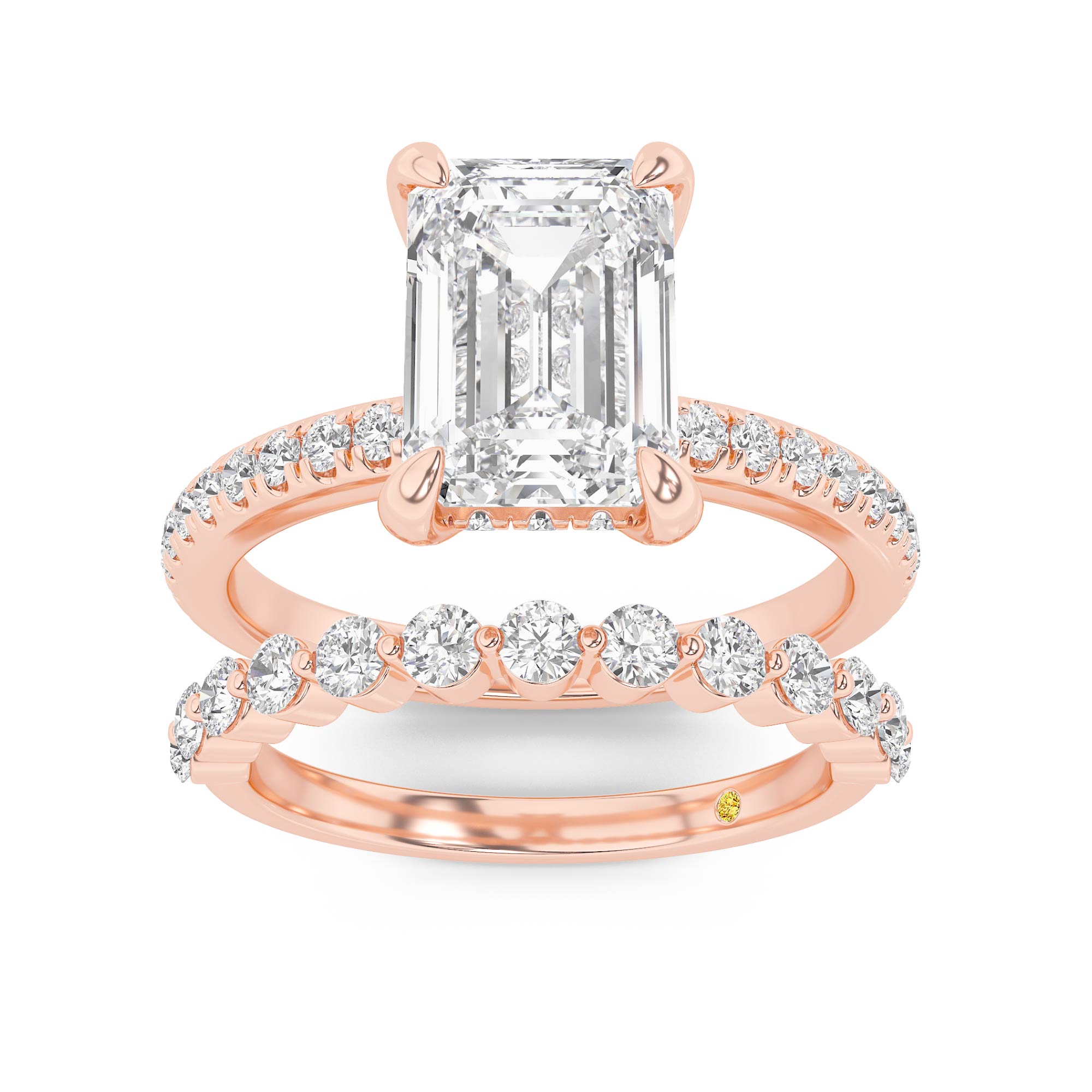 Aurelia Lab Grown Emerald Cut Diamond Engagement Ring with the Anastasia Wedding Band