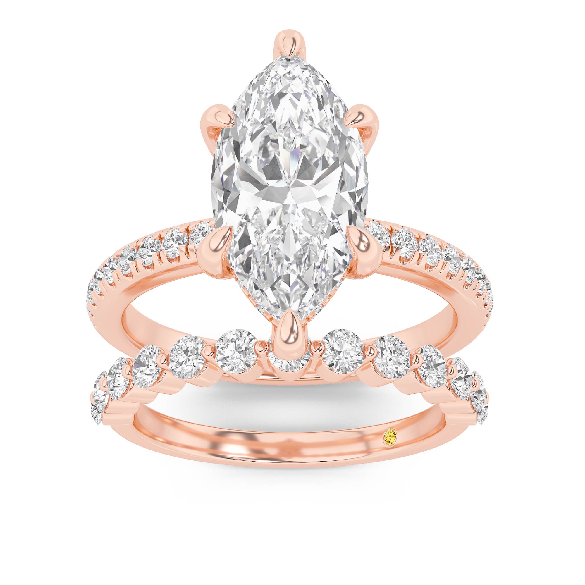 Aurelia Lab Grown Marquise Diamond Engagement Ring with the Anastasia Wedding Band