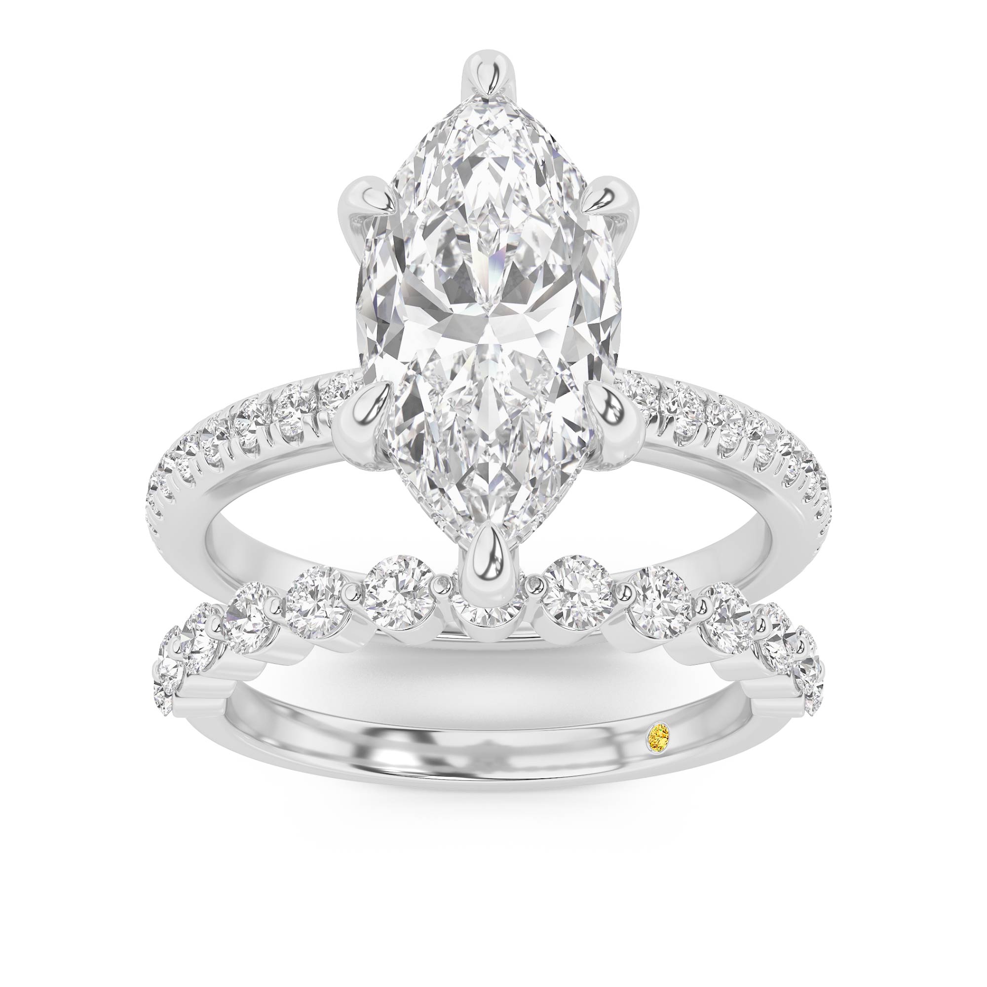 Aurelia Lab Grown Marquise Diamond Engagement Ring with the Anastasia Wedding Band