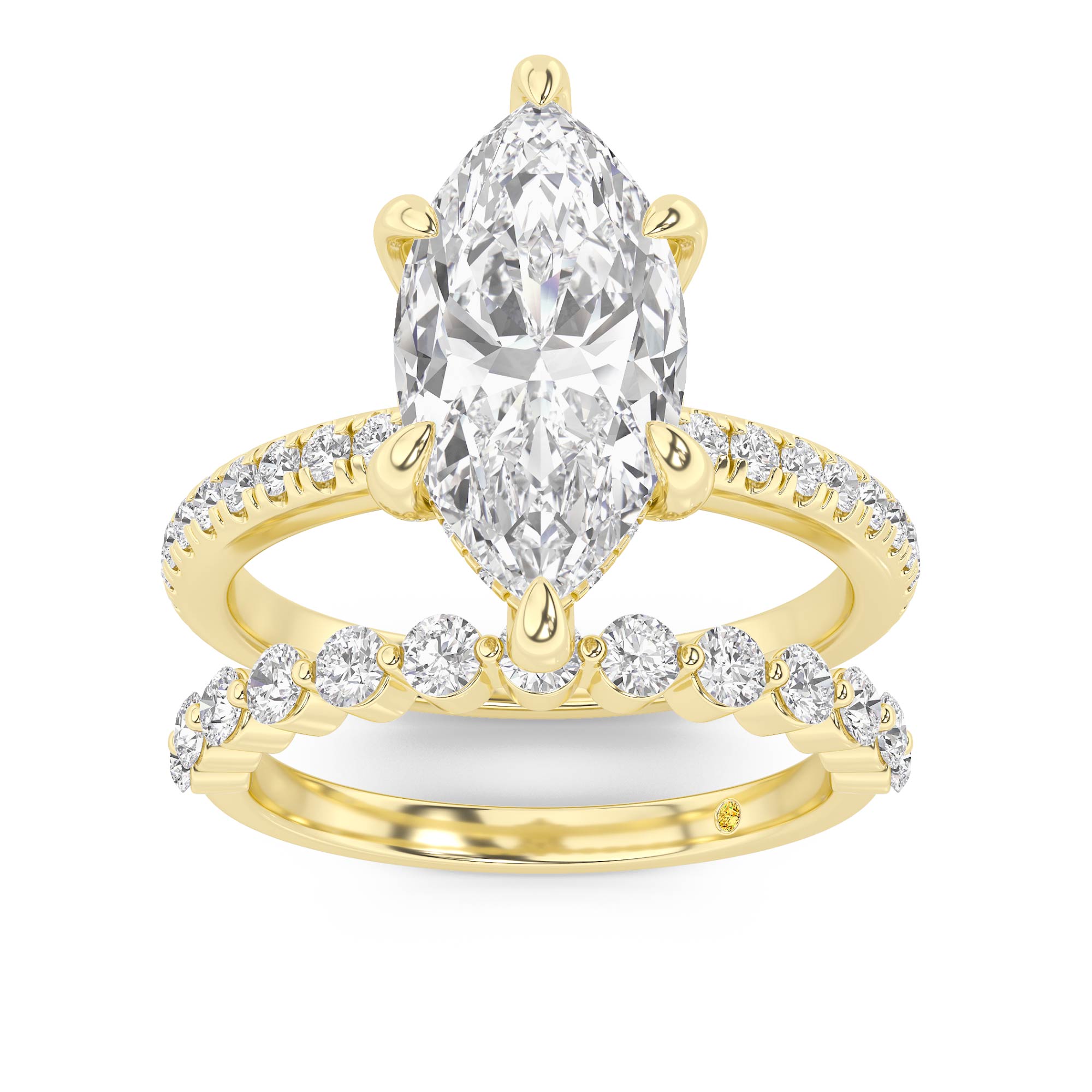 Aurelia Lab Grown Marquise Diamond Engagement Ring with the Anastasia Wedding Band