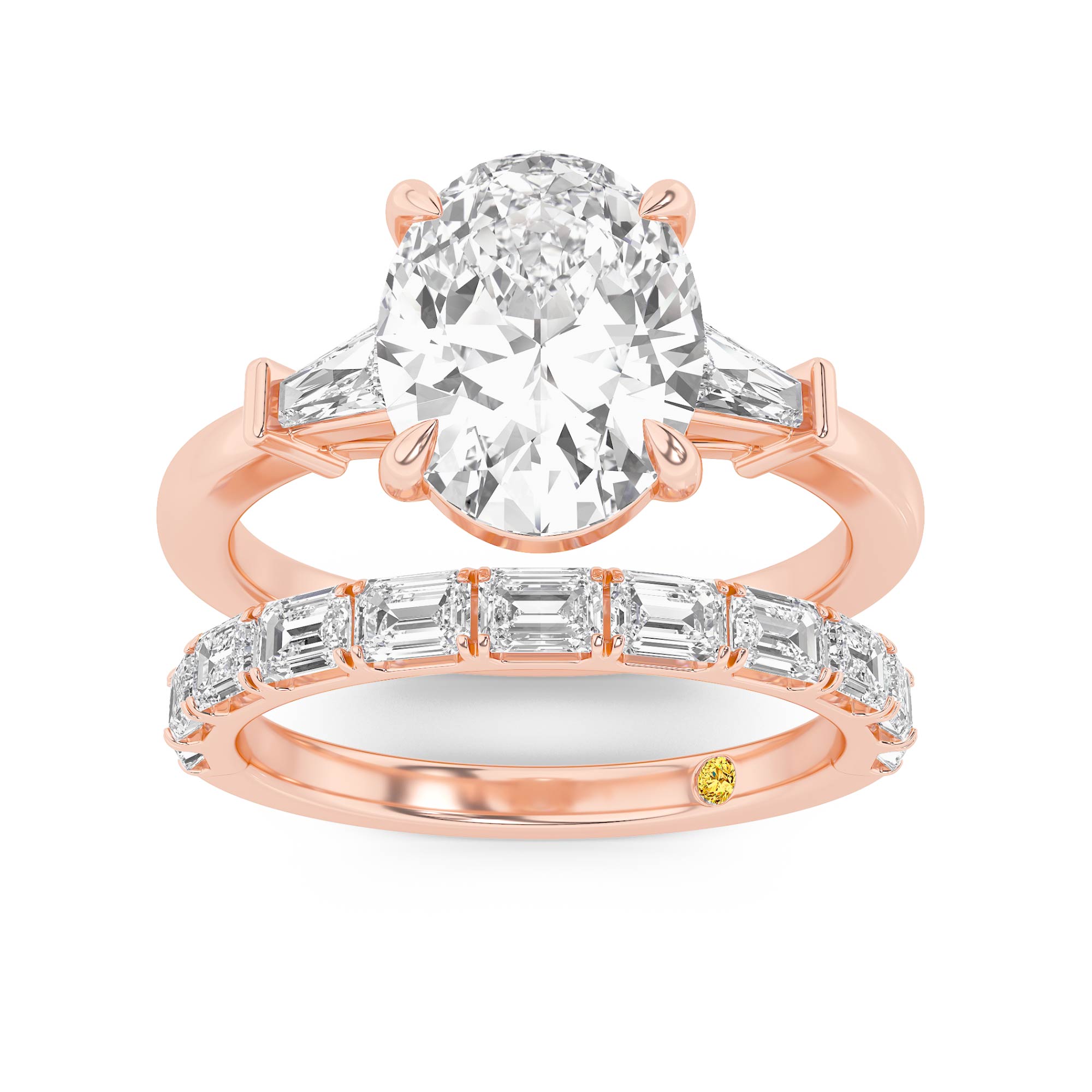 Valentina Lab Grown Oval Shaped Diamond Engagement Ring with the Juliet Wedding Band