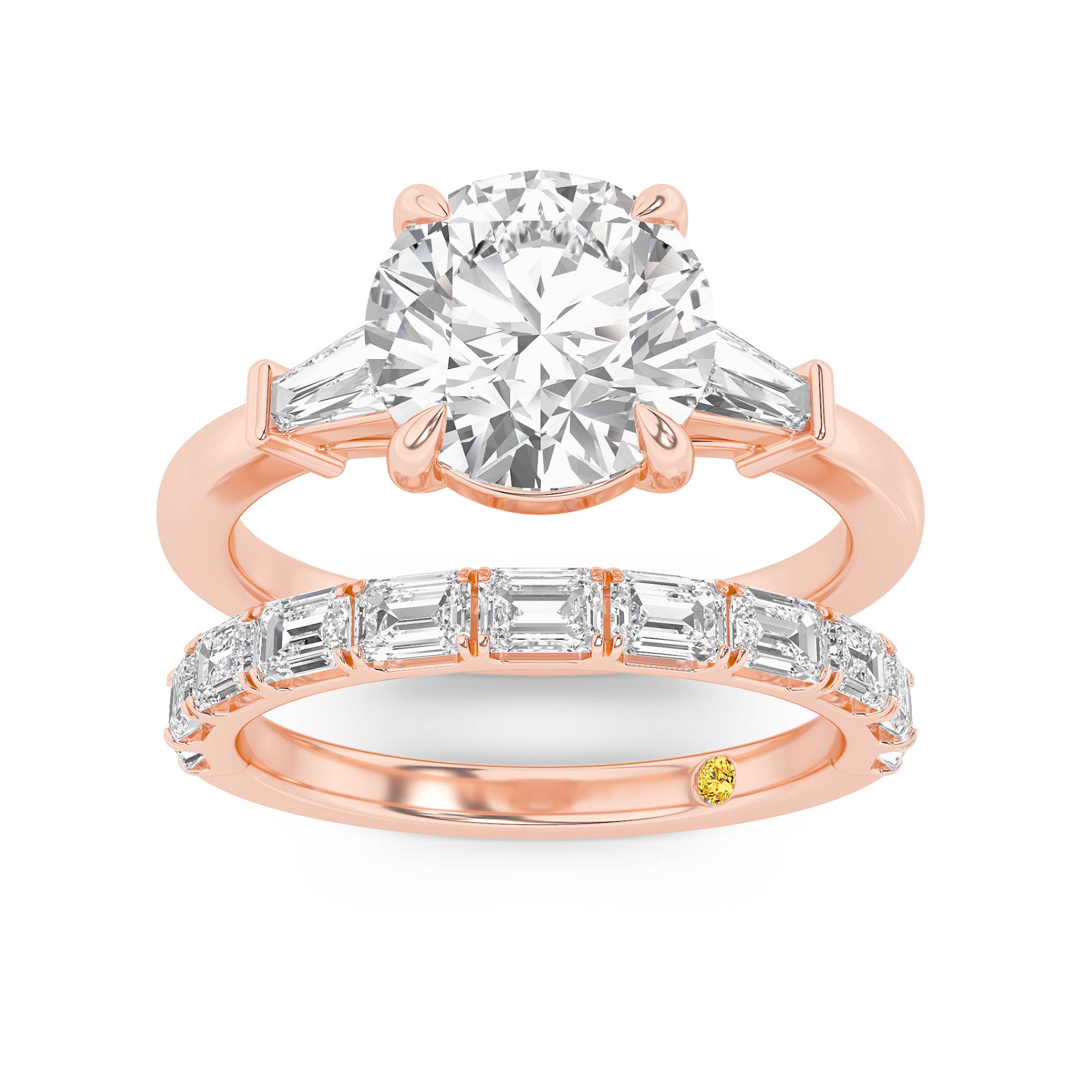 Valentina Lab Grown Round Diamond Engagement Ring with the Juliet Wedding Band