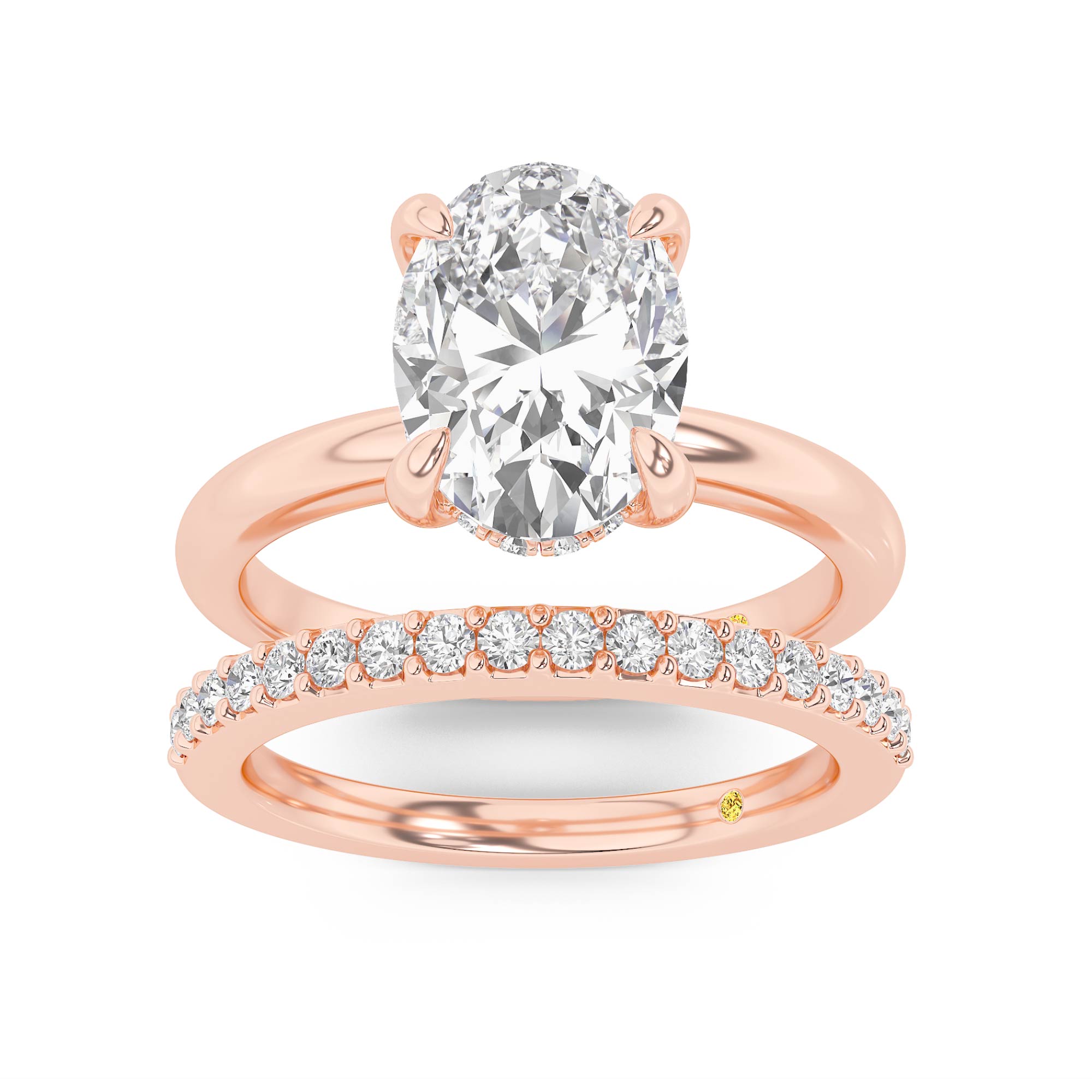 Fez Lab Grown Oval Shaped Diamond Engagement Ring with the Orion Wedding Band