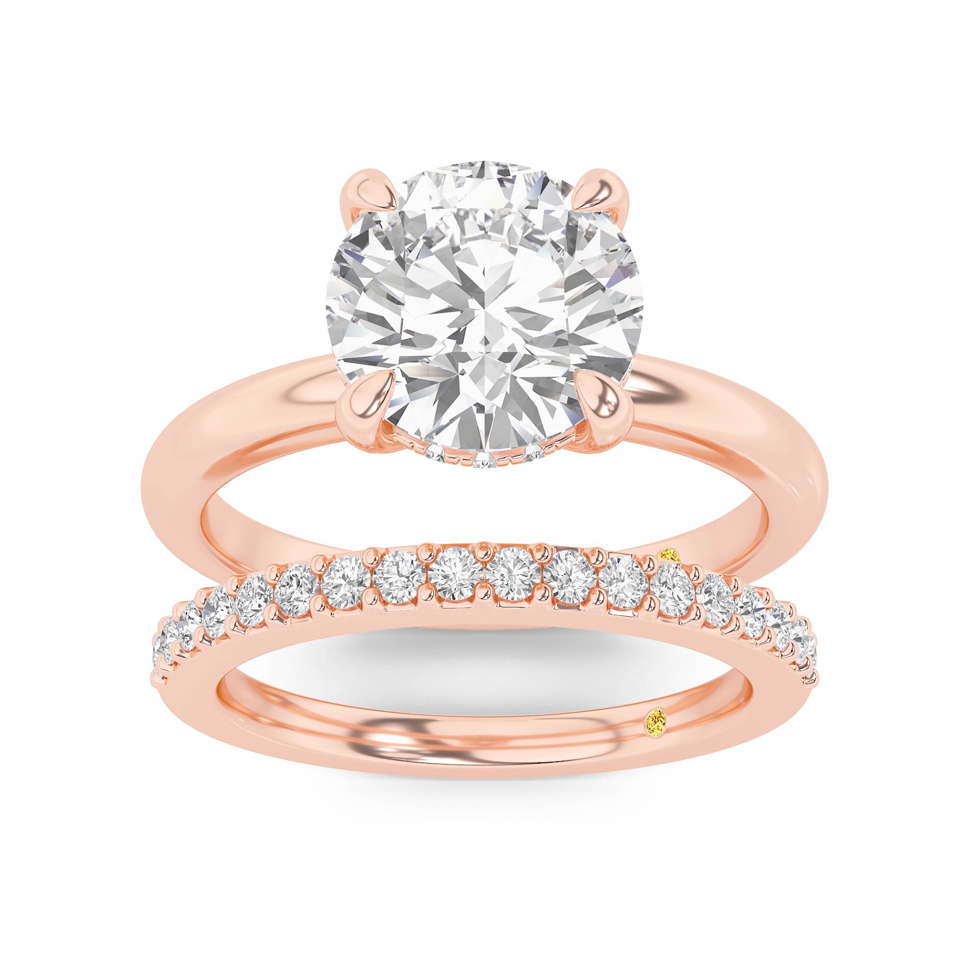 Fez Lab Grown Round Diamond Engagement Ring with the Orion Wedding Band