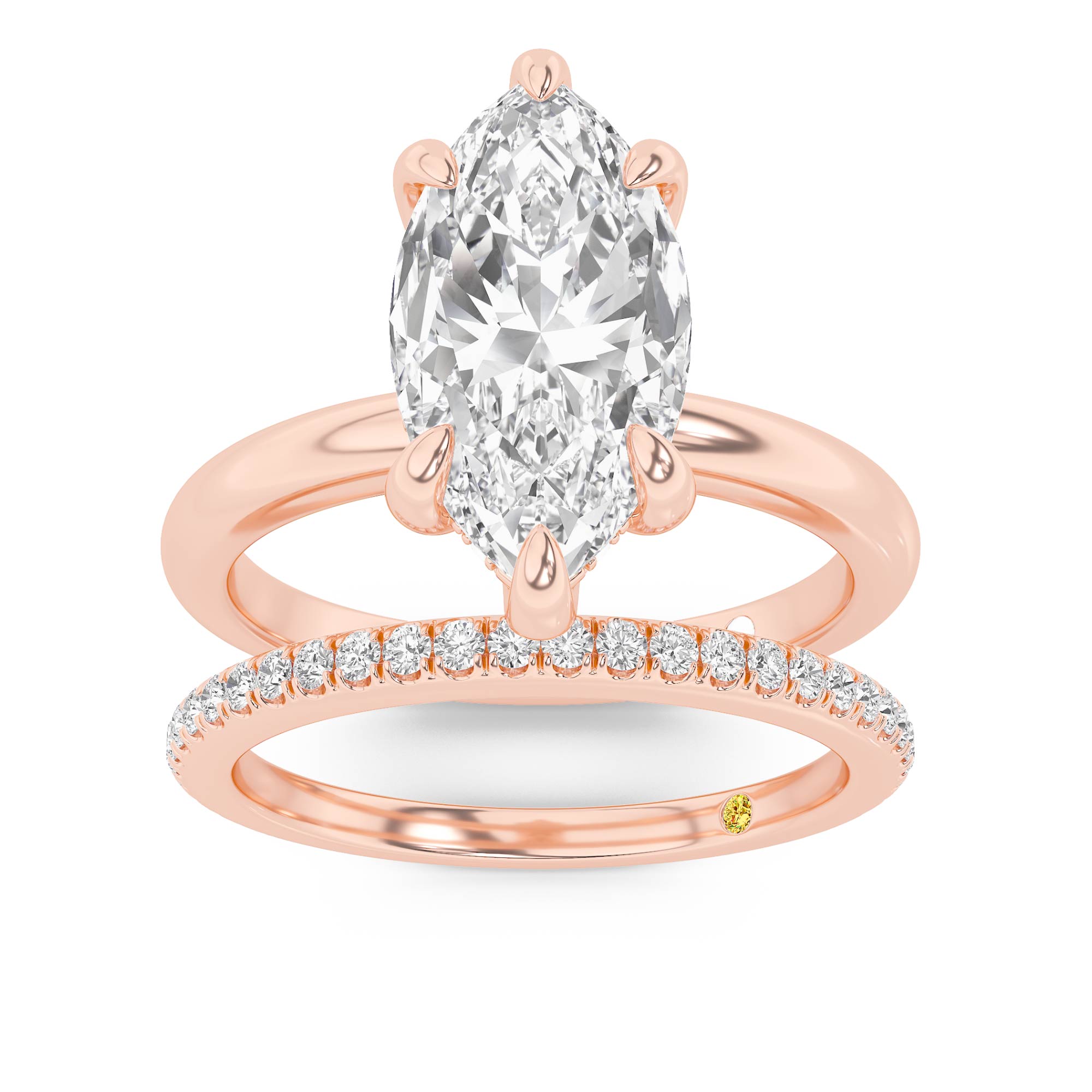 Fez Lab Grown Marquise Diamond Engagement Ring with the BonBon Wedding Band