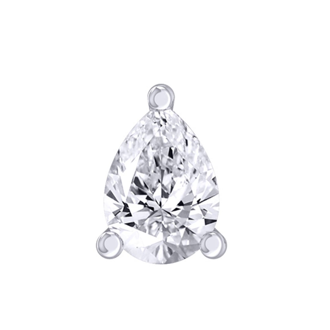 Certified Lab Grown Four Prong Pear Shape Single Diamond Stud Earring