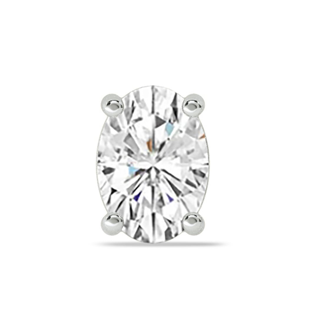 Certified White Gold Lab Grown Four Prong Oval Shape Single Diamond Stud Earring