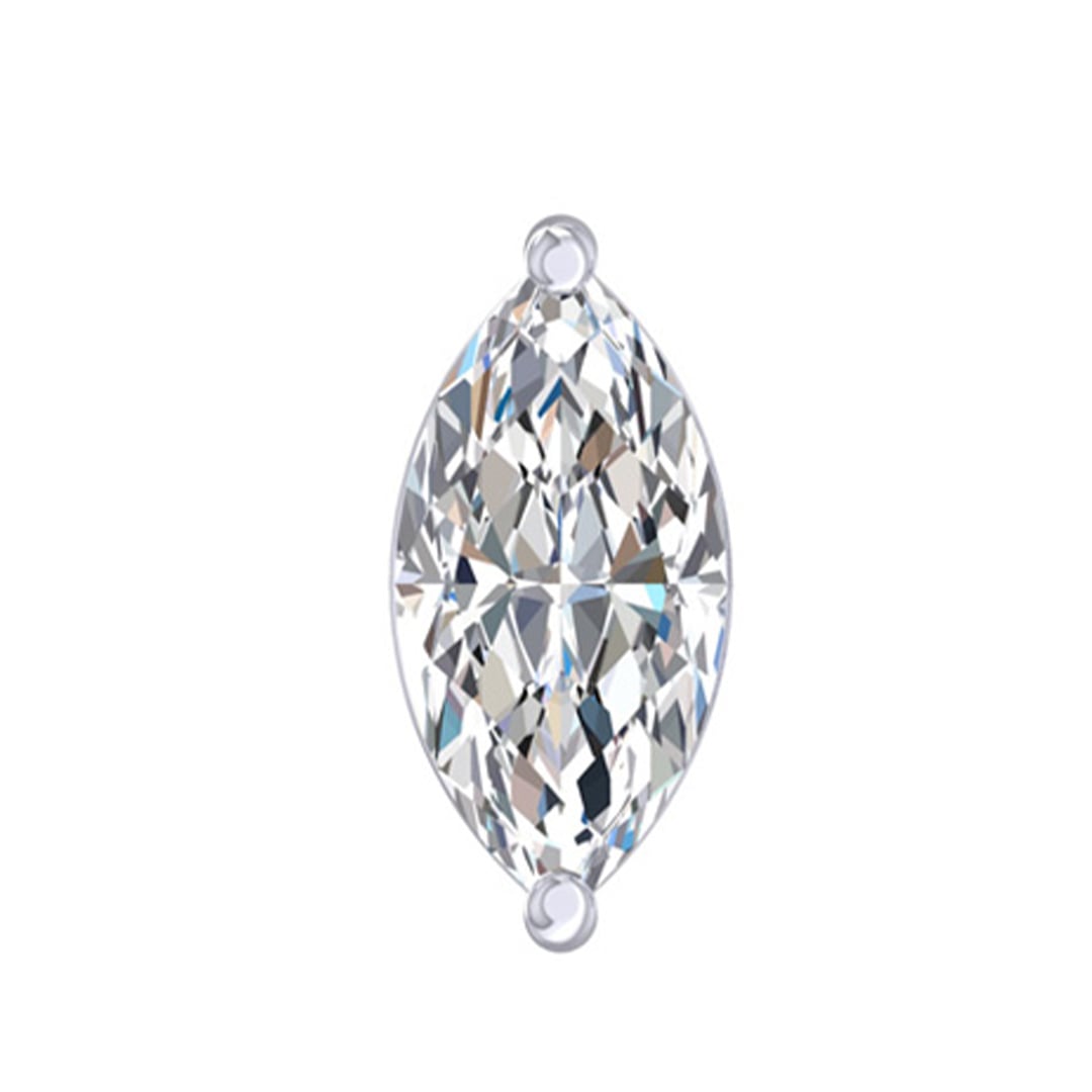 Certified Lab Grown Four Prong Marquise Cut Single Diamond Stud Earring