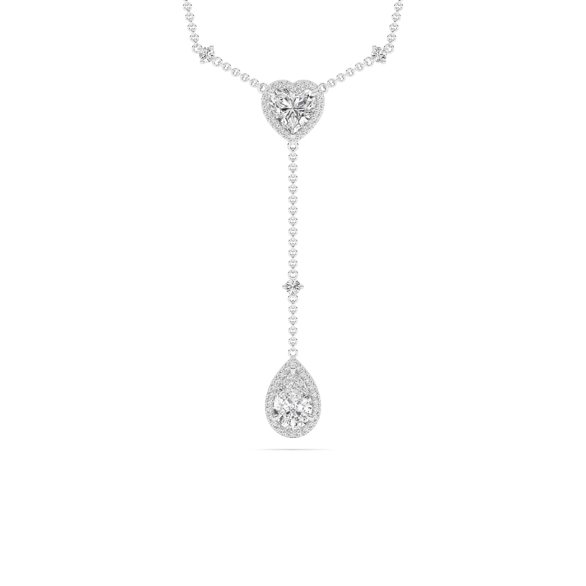 Cascading Hearts Lab Grown Lariat Diamond Necklace