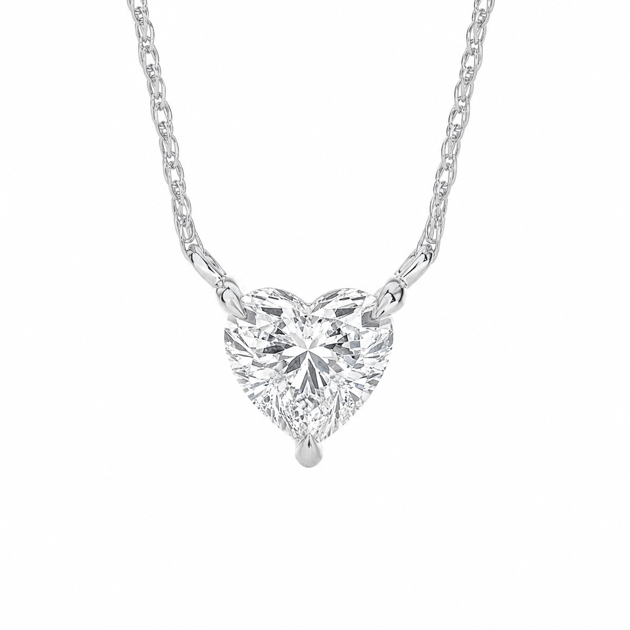Heart Shape Floating Lab Diamond Solitaire Necklace