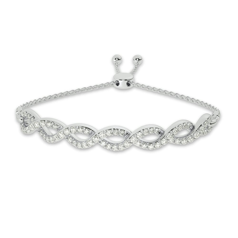 Infinity Themed Lab Grown Diamond Bolo Bracelet (1 ct. tw.)-10K White Gold