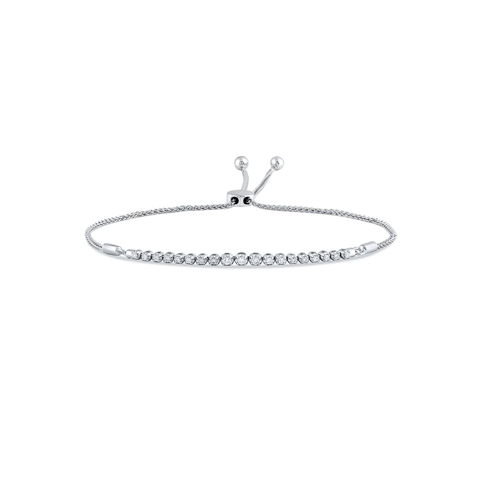 Lab Grown Cup Prong Diamond Bolo Bracelet (1/4 ct. tw.)-10K White Gold