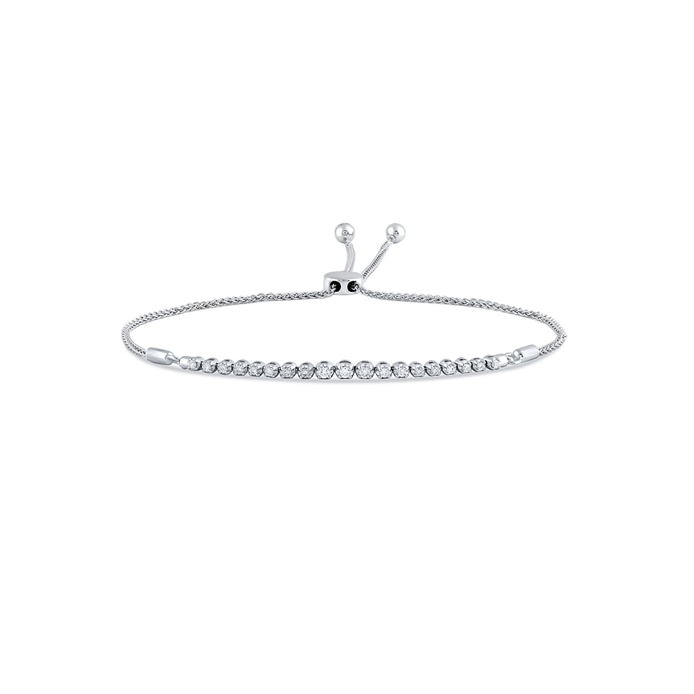 Lab Grown Cup Prong Diamond Bolo Bracelet (1/4 ct. tw.)-10K White Gold