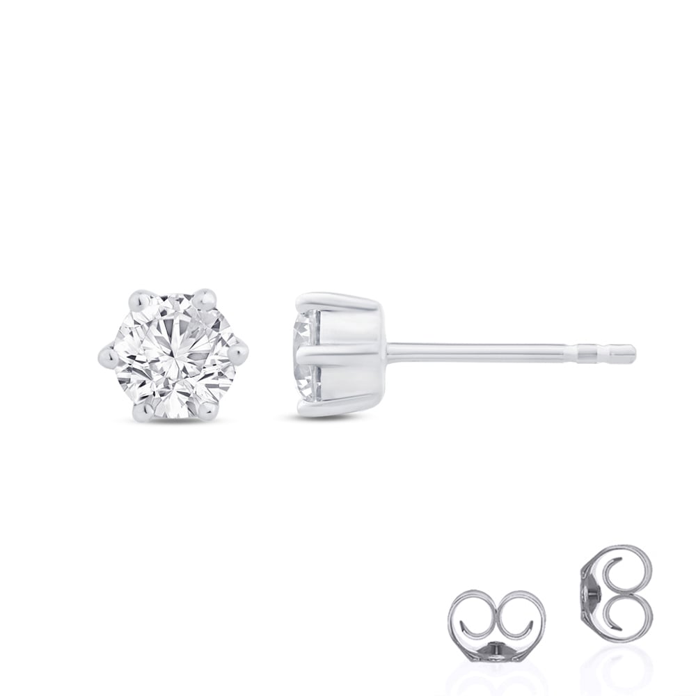 Lab Grown Six Prong Diamond Stud Earrings