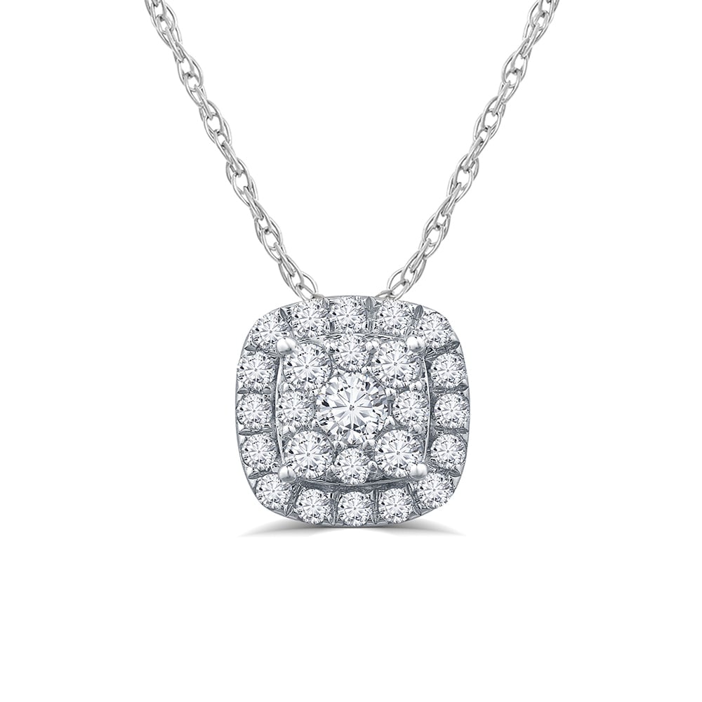 Exceptional Cushion Shaped Lab Grown Diamond Cluster Necklace