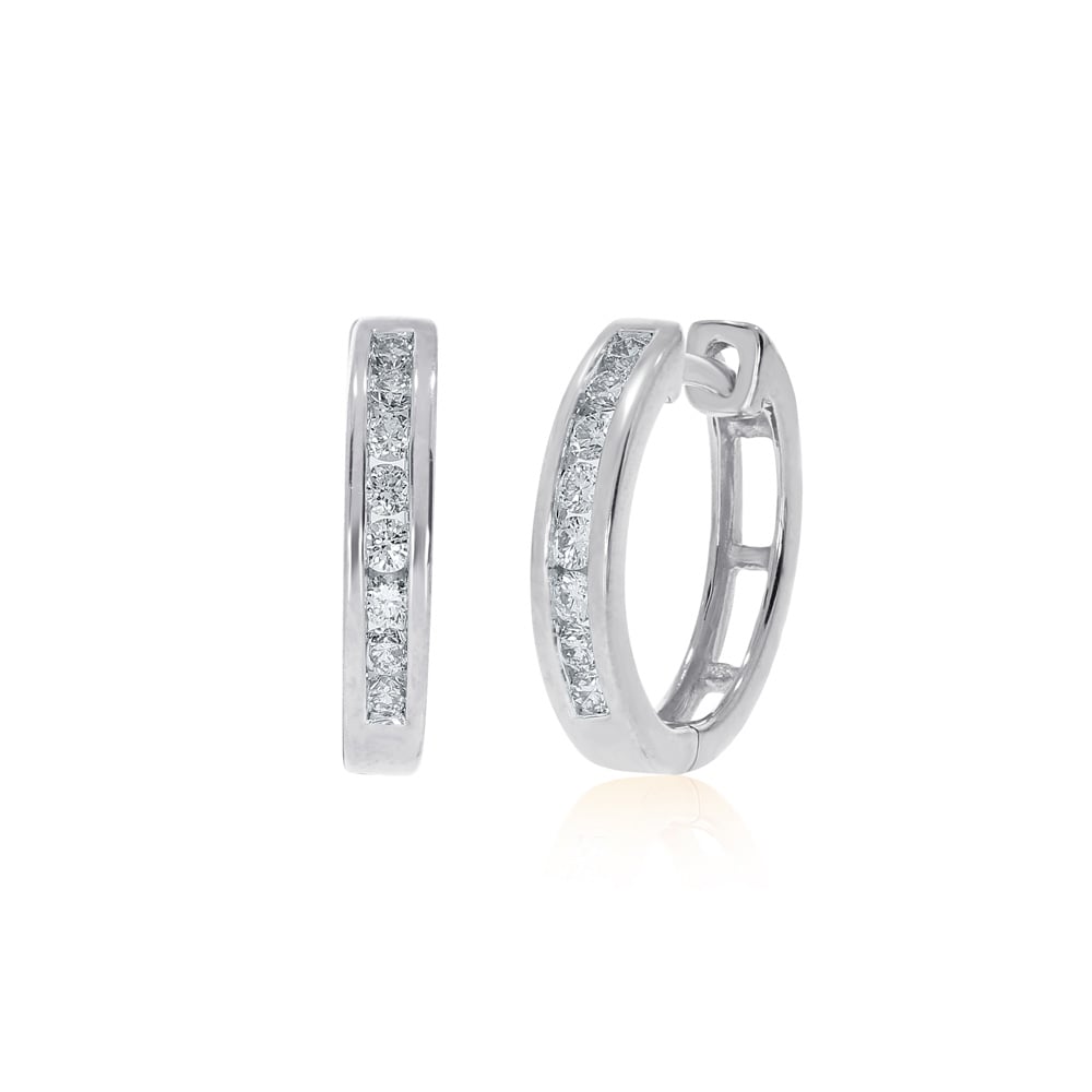 Lab Grown Channel Set Diamond Huggie Earrings