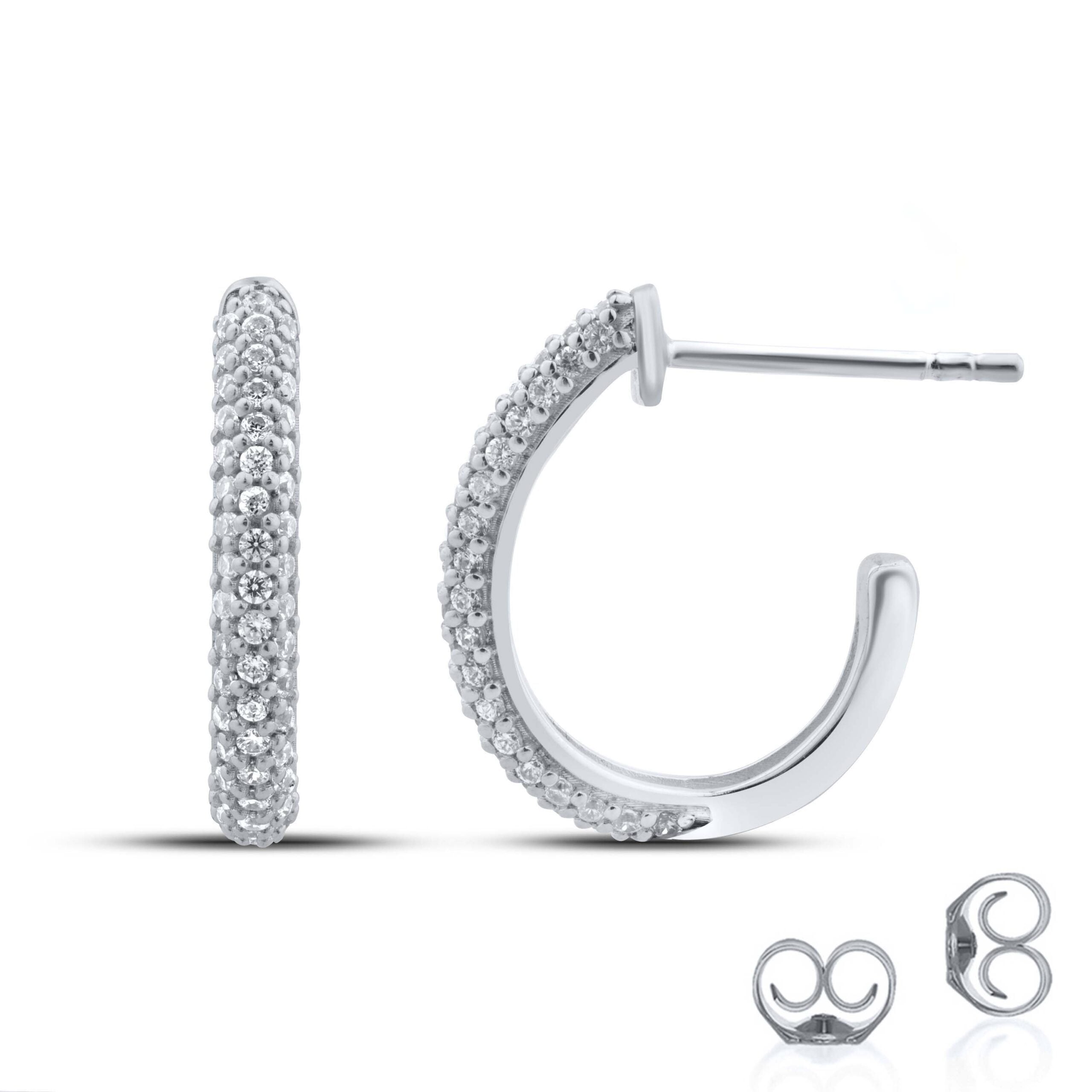 Three Row Lab Grown Diamond Hoop Earrings
