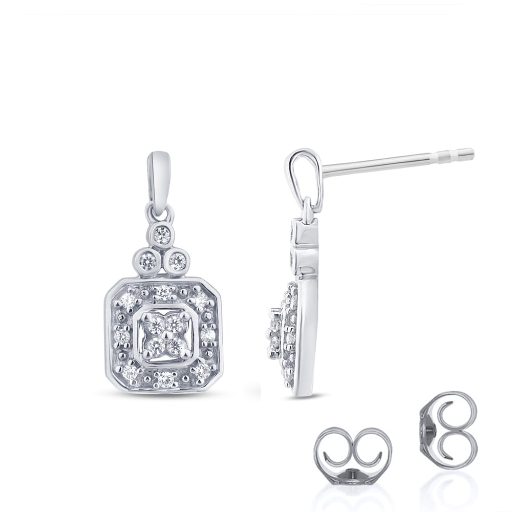 Art Deco Inspired Lab Grown Diamond Earrings |White Gold 1/4 ct. tw.
