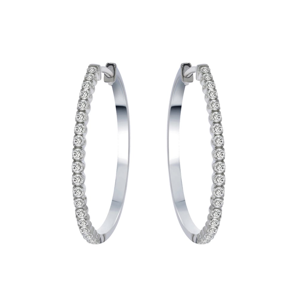 Lab Created Dangling Diamond Hoop Earrings