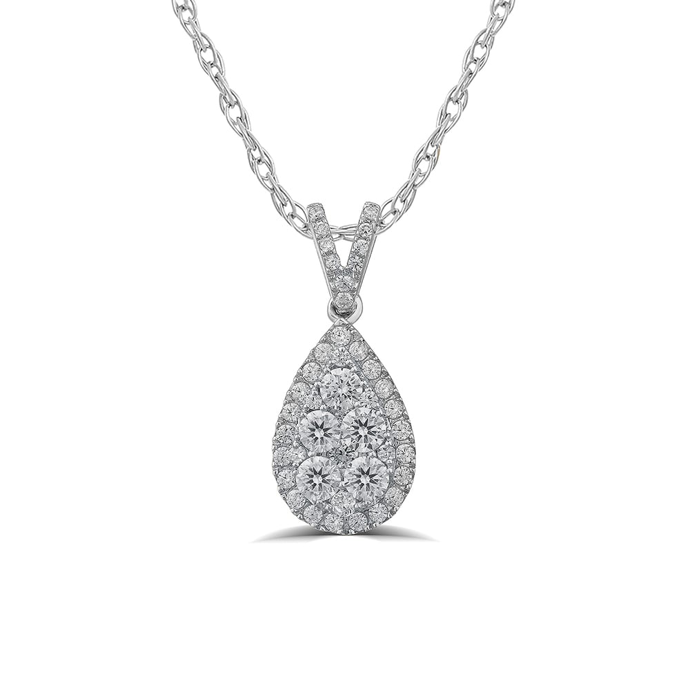 Opulent Pear Shaped Lab Grown Cluster Diamond Necklace