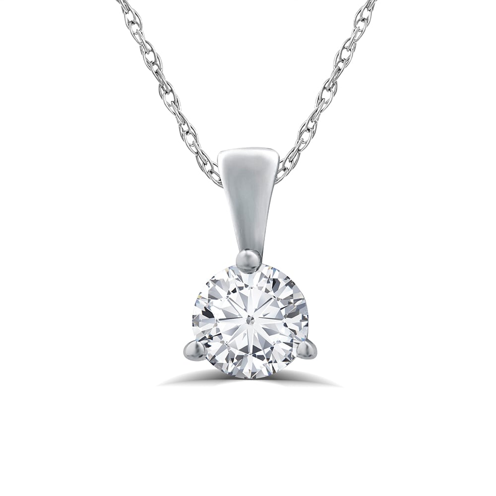 Martini Set White Gold Lab Grown GH SI Solitaire Diamond Necklace