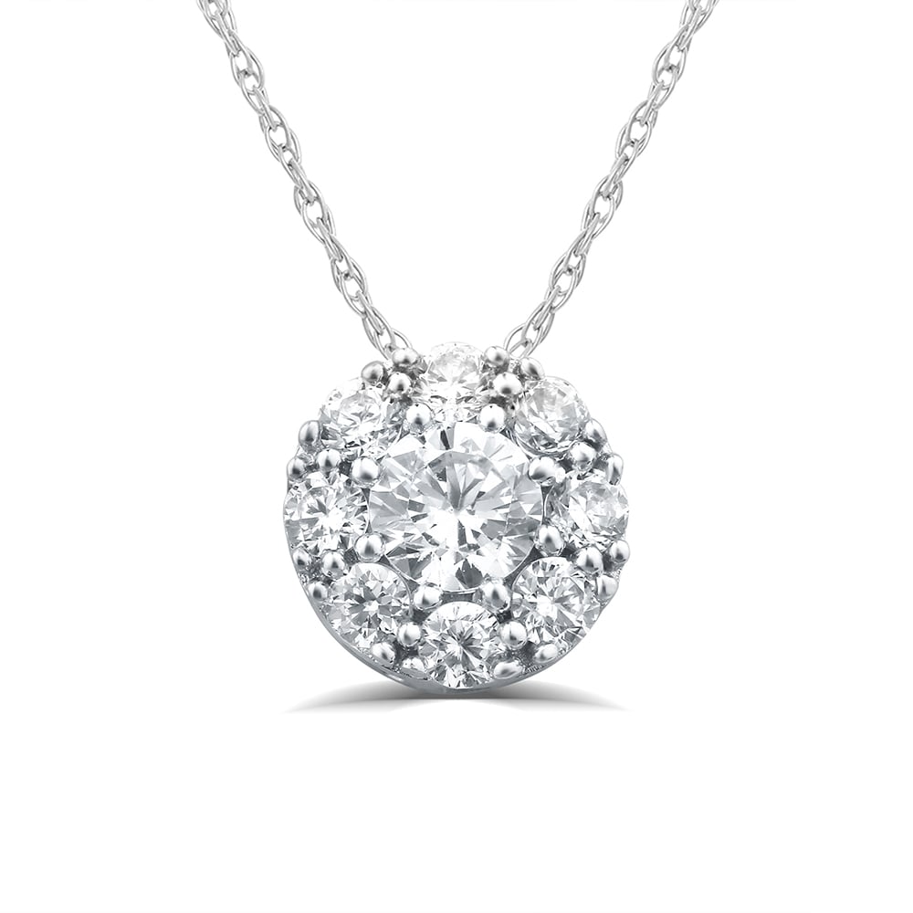 Floating Lab Grown Round Diamond Cluster Necklace |White Gold 1/2 - 1 CT. TW.