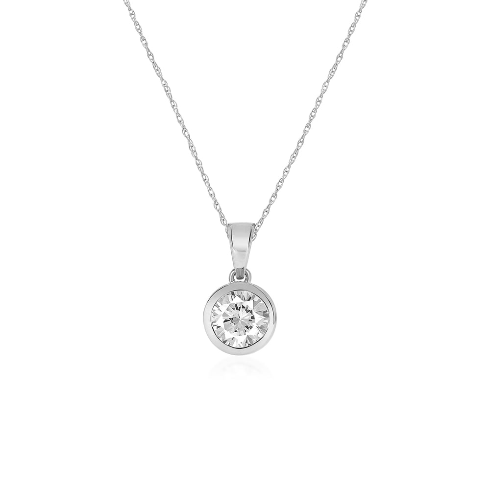 Lab Grown Bezel Set GH SI Diamond Necklace