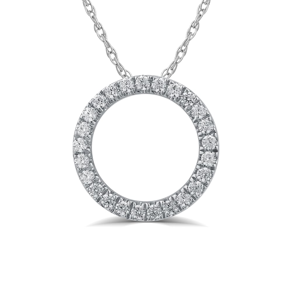 Lab Grown Circle Diamond Sterling Silver Necklace Pendant