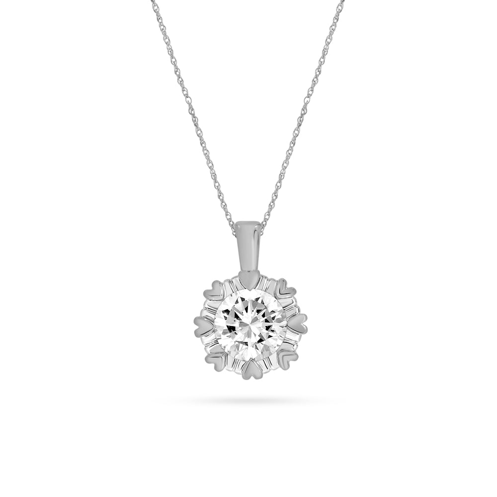 Lab Grown Heart Prong Diamond Solitaire Necklace