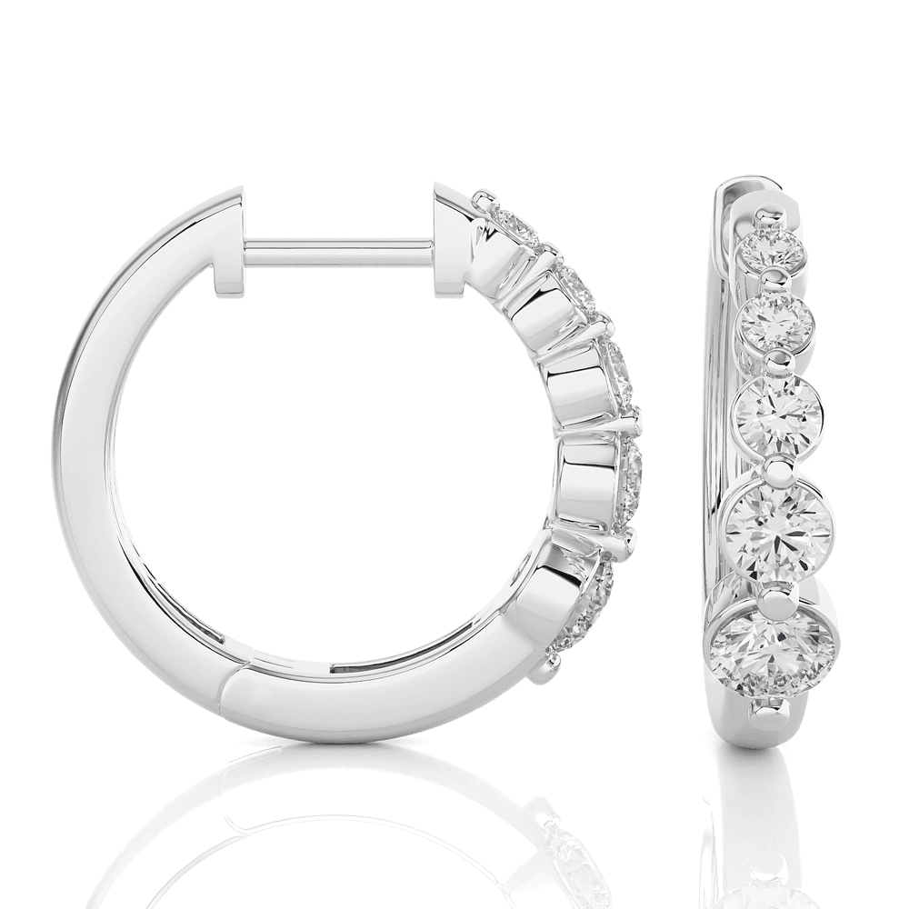 Lab Grown Graduating Five Stone Diamond Huggie Earrings
