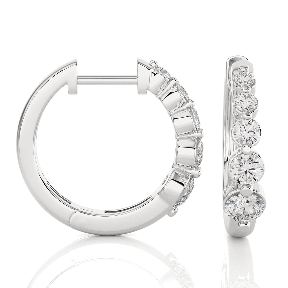 Lab Grown Graduating Five Stone Diamond Huggie Earrings