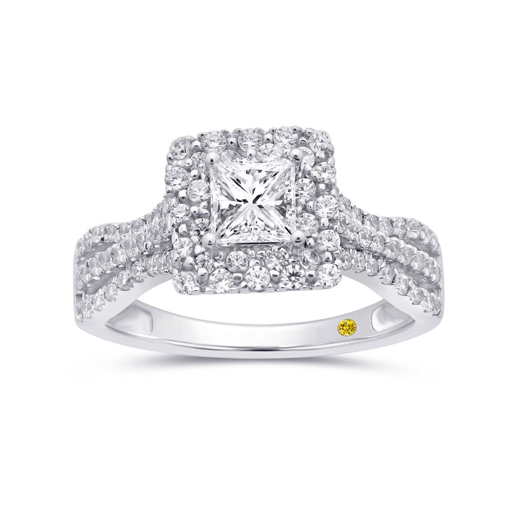 Radiant Tier Princess Cut Double Halo Lab Grown Diamond Engagement Ring