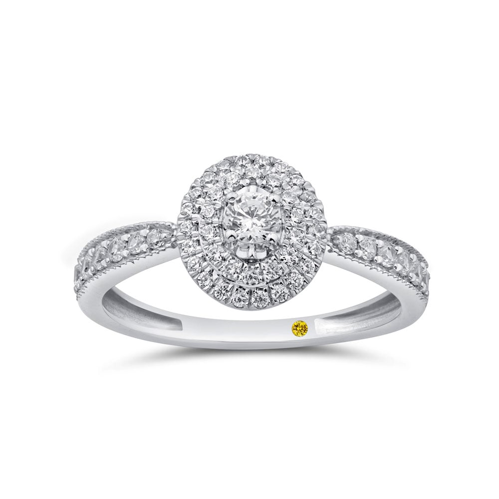 Vintage Looking Oval Halo Lab Grown Diamond Engagement Ring
