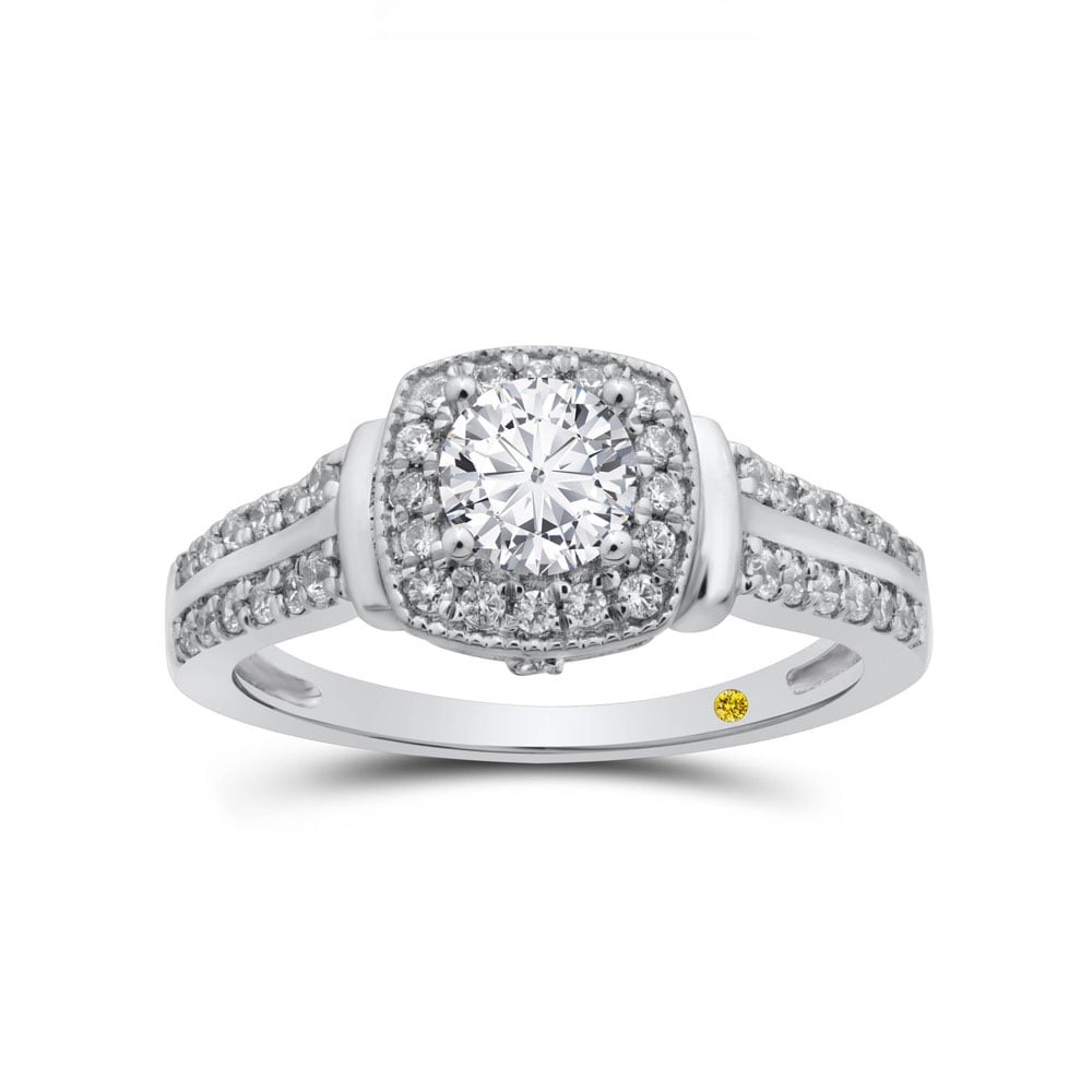 Elsa Pavé Set Round Lab Grown Halo Diamond Engagement Ring