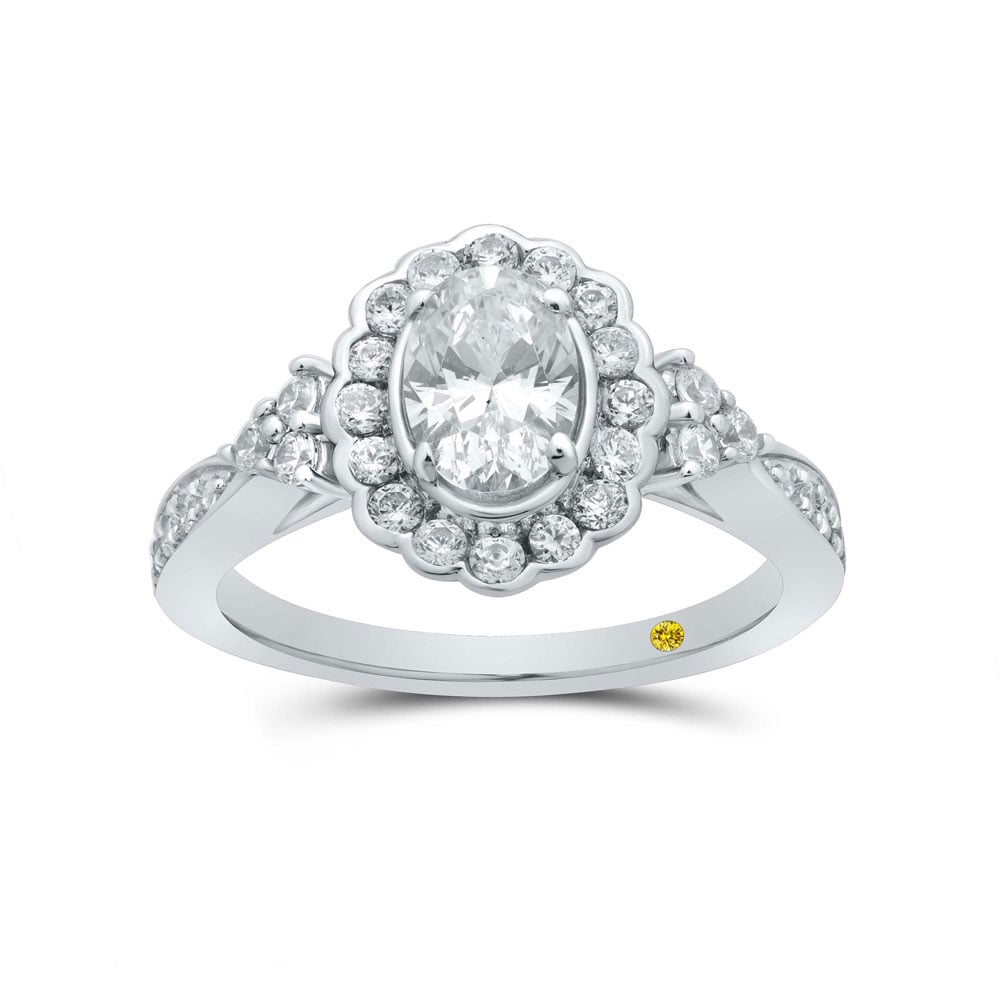 Oval Floral Lab Grown Diamond Engagement Ring