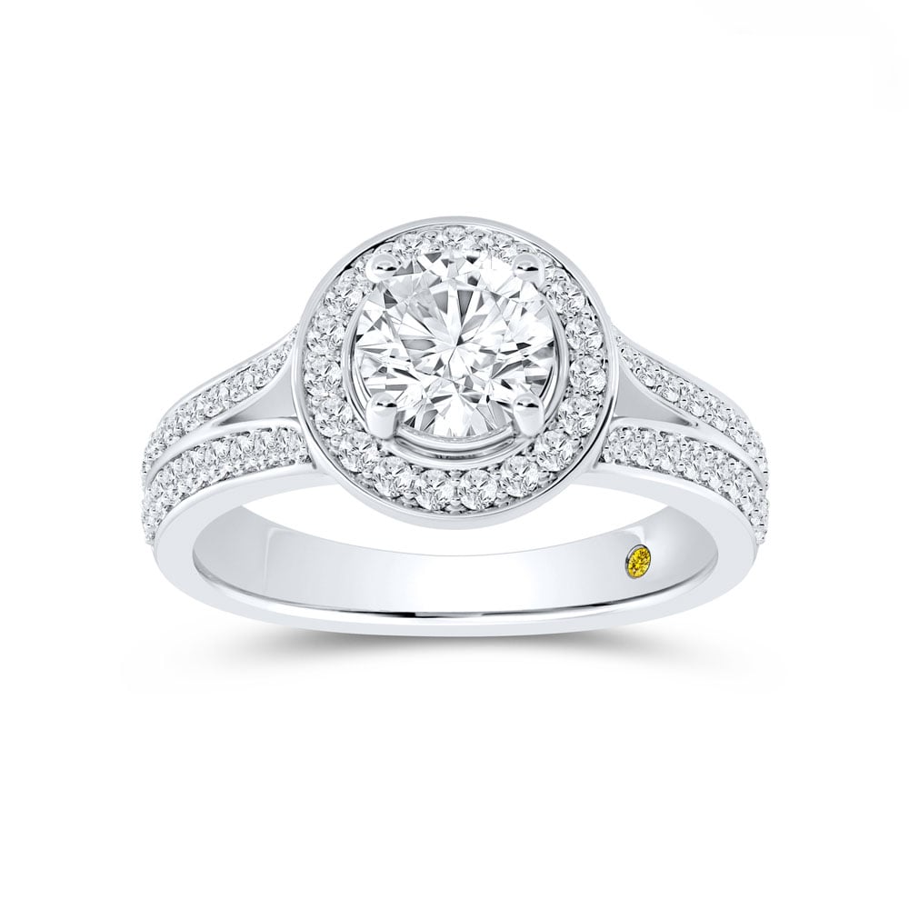 Gleam Split Shank Halo Round Lab Grown Diamond Engagement Ring