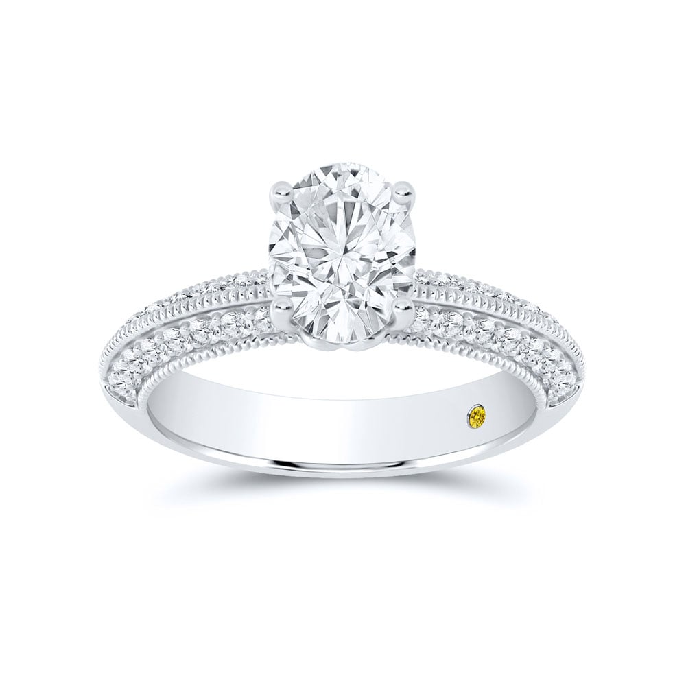 Aether Vintage Inspired Lotus Basket Oval Lab Diamond Engagement Ring