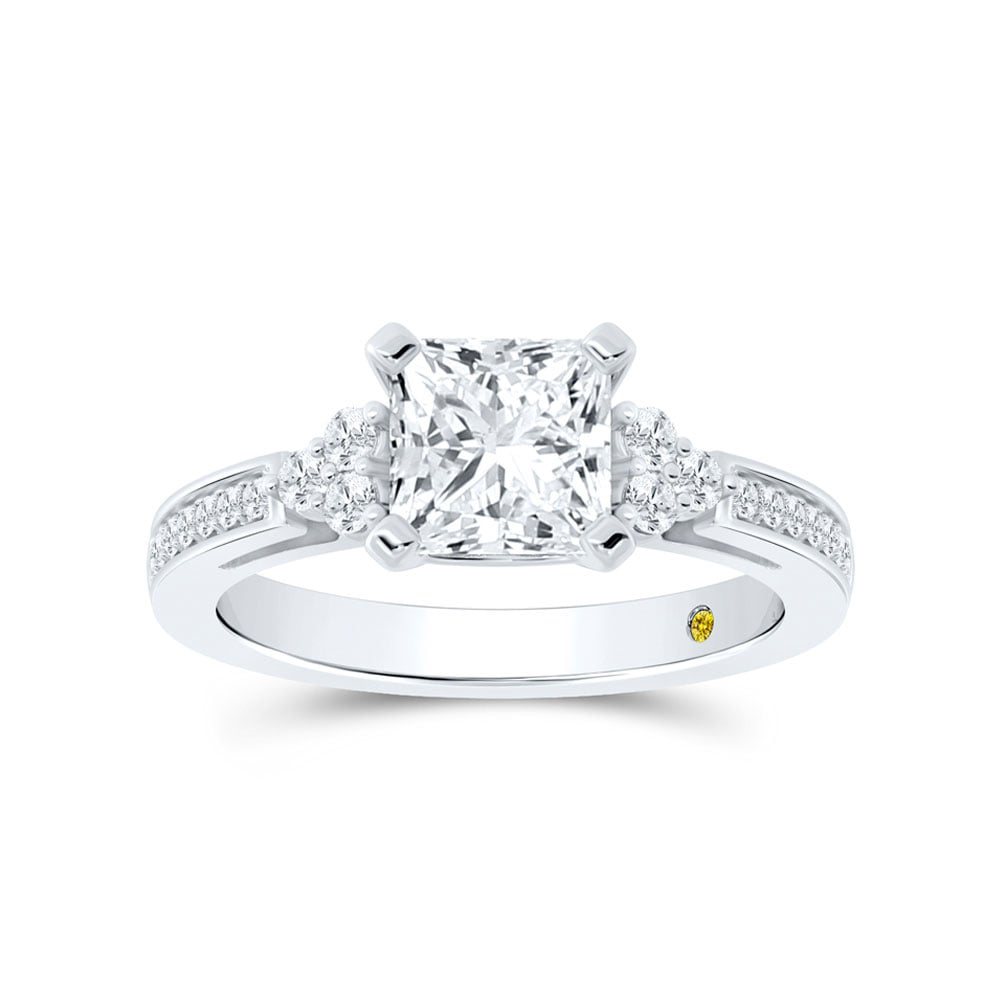 Glyph Half Coverage Illusion Trilliant Princess Cut Lab Diamond Engagement Ring